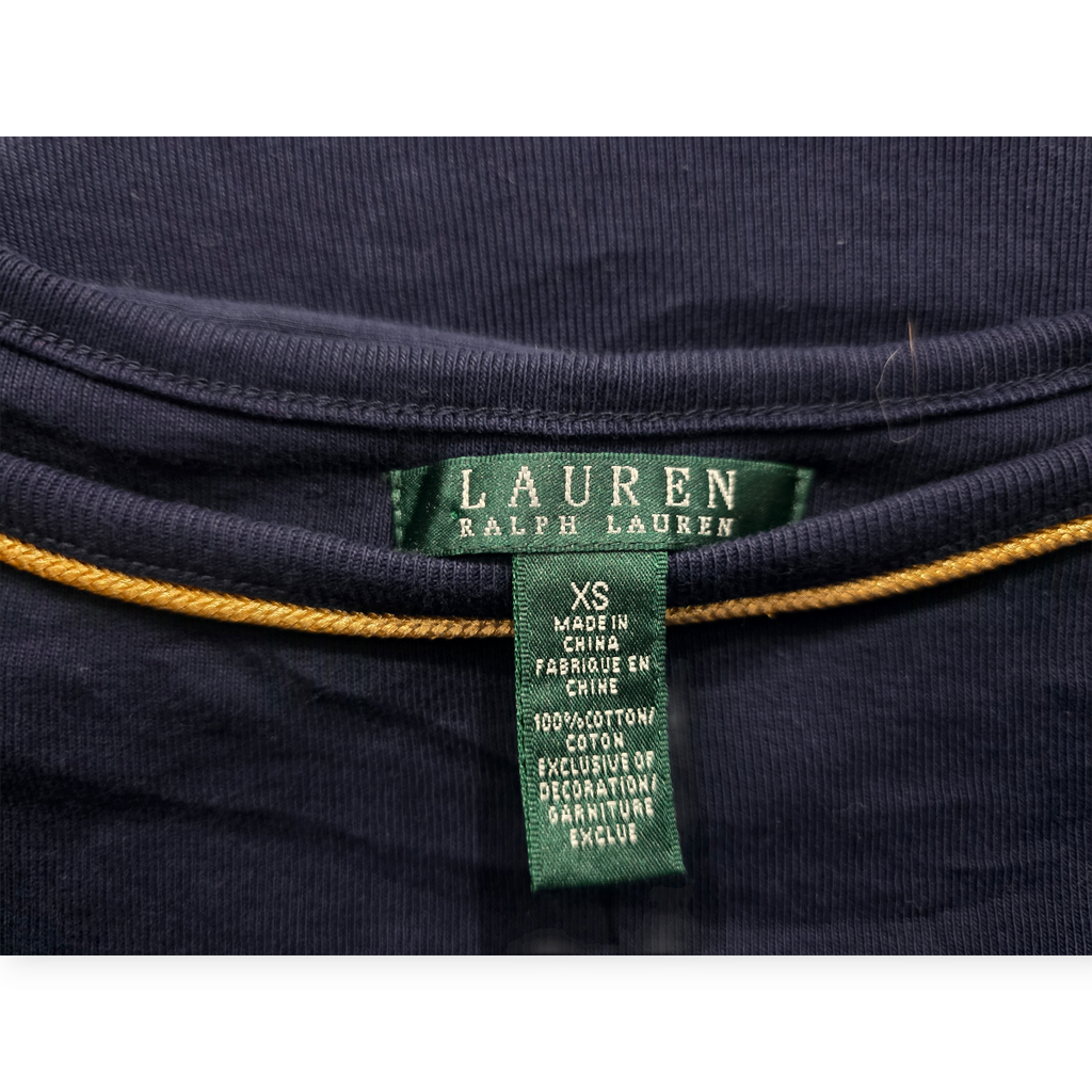 Vestido Ralph Lauren Azulmarinodetalles Doradosmanga Largaxs