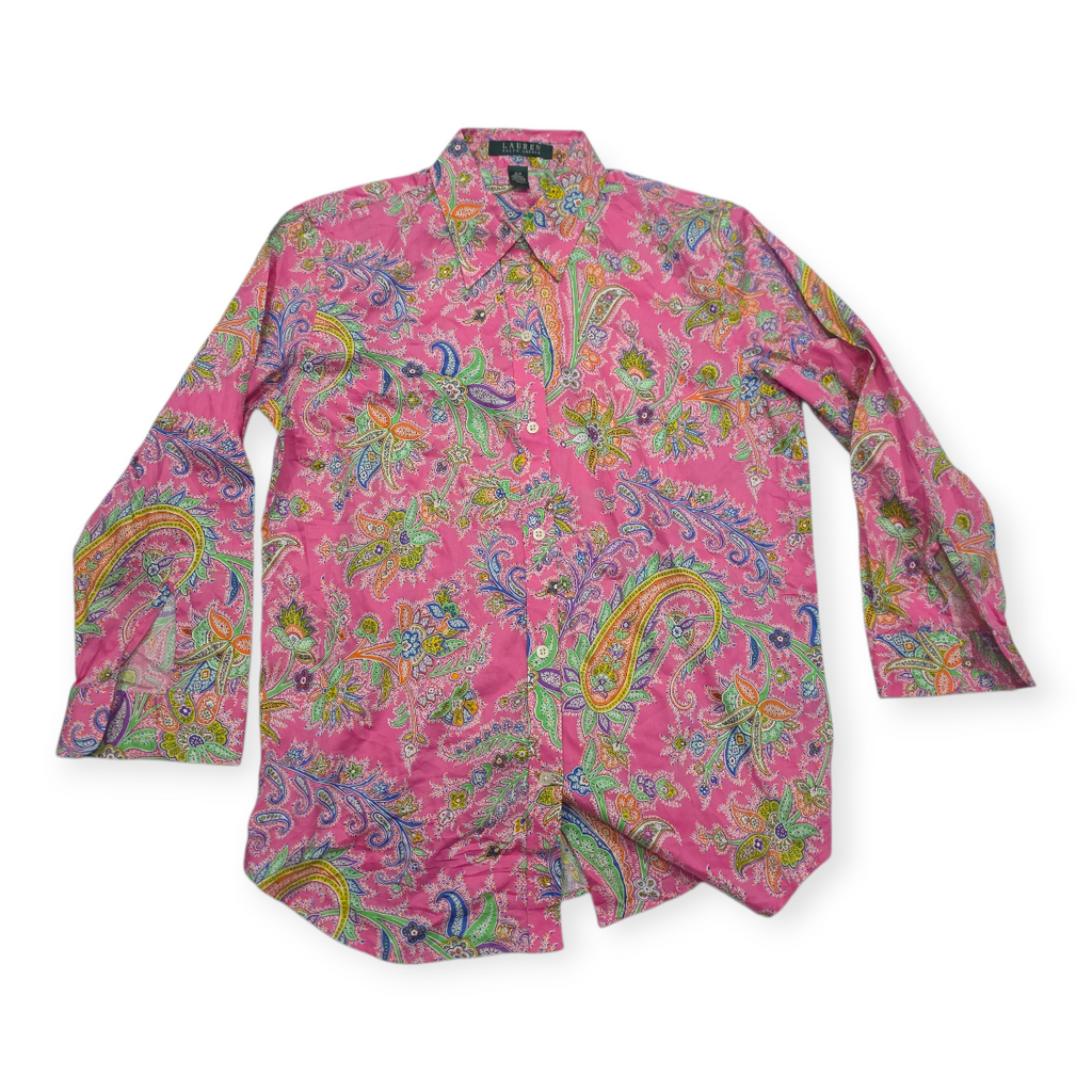 Camisa Ralph Lauren Mujer Chicas Rosa Con Figuras Manga 3/4