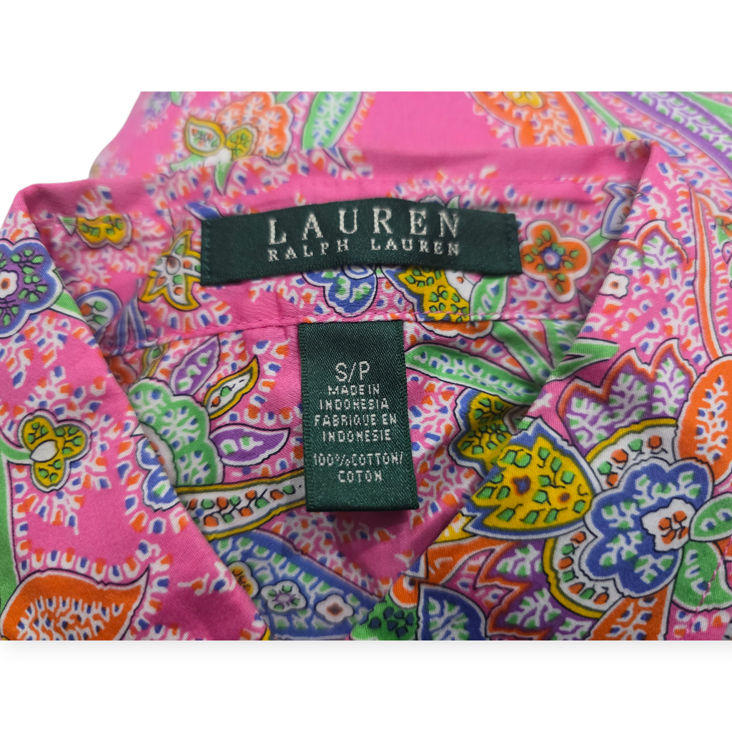 Camisa Ralph Lauren Mujer Chicas Rosa Con Figuras Manga 3/4