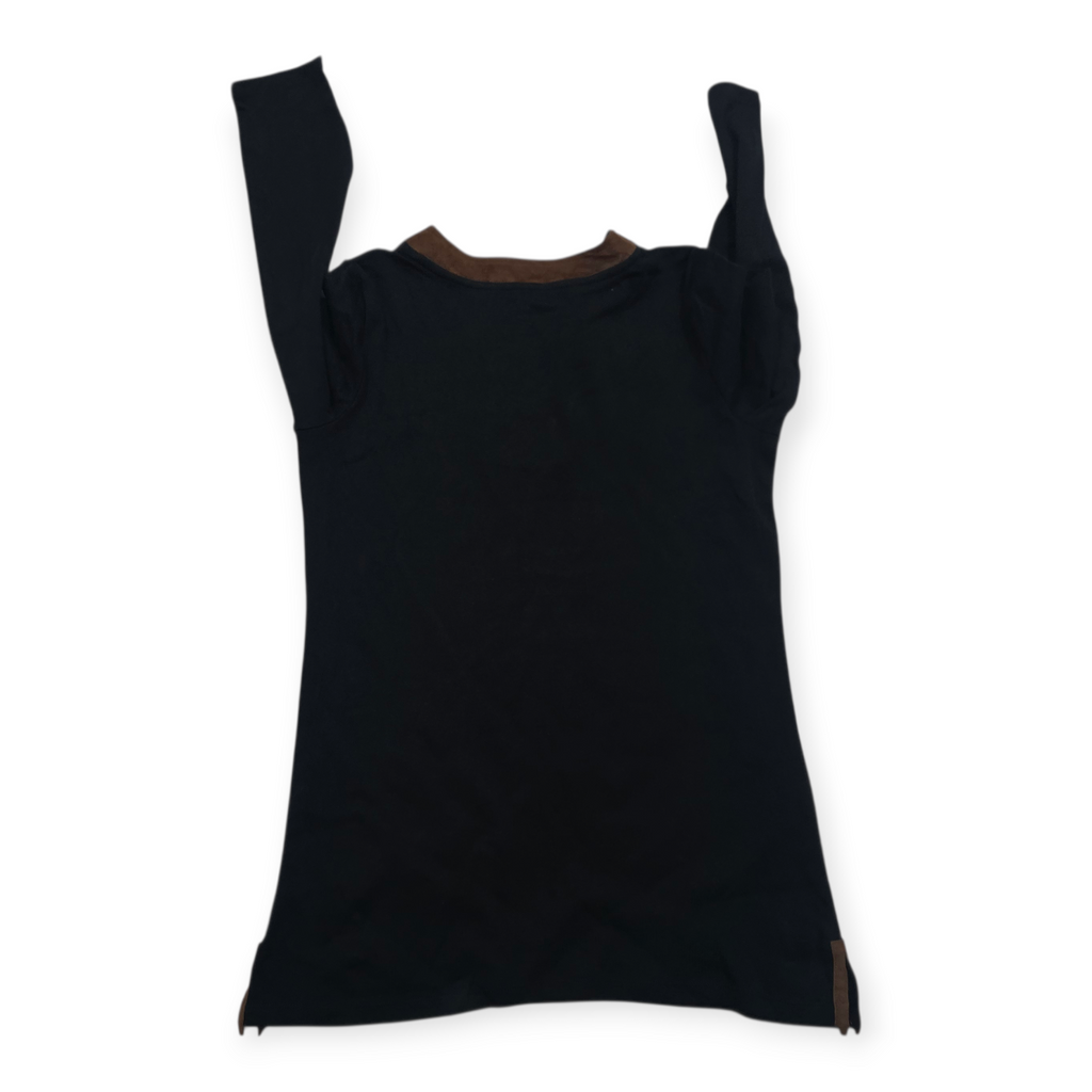 Vestido Ralph Lauren Negro Manga Larga Con Escote En V Café