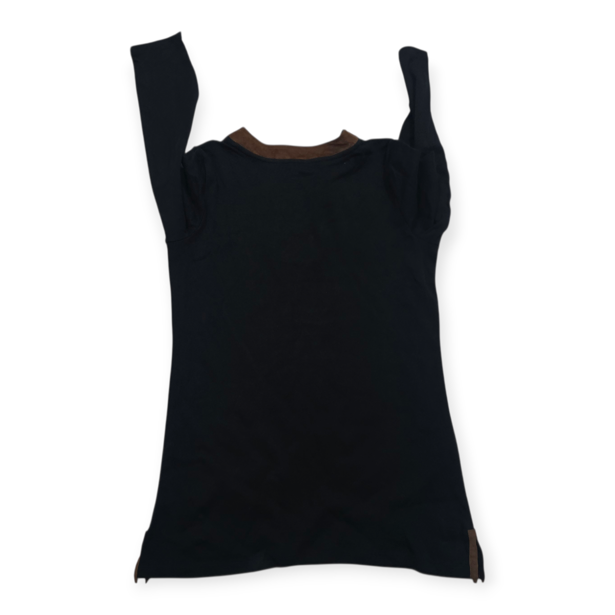 Vestido Ralph Lauren Negro Manga Larga Con Escote En V Café