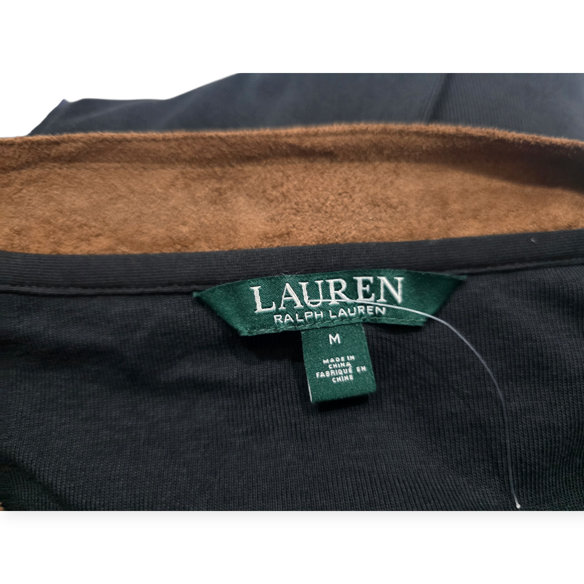 Vestido Ralph Lauren Negro Manga Larga Con Escote En V Café
