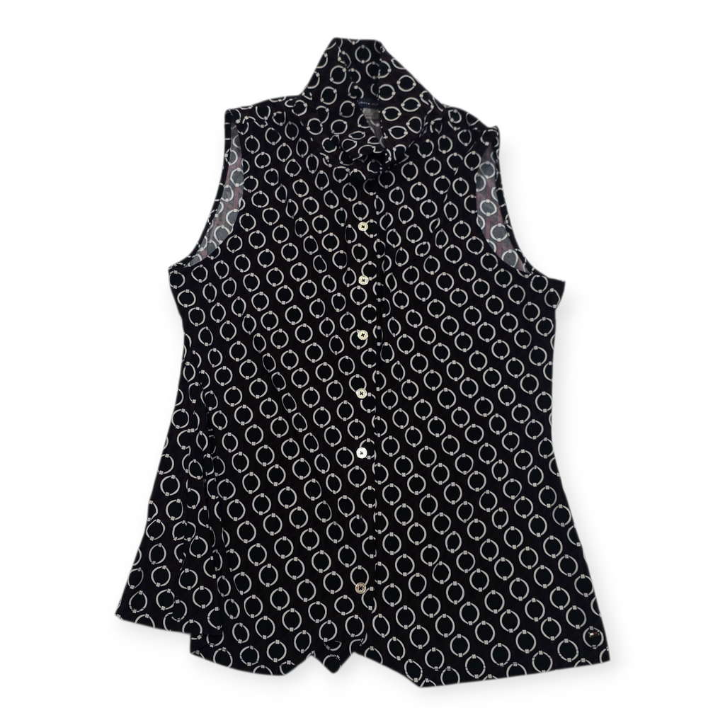 Blusa Tommy Hilfiger Sin Mangas Mediana M Negra Con Circulo