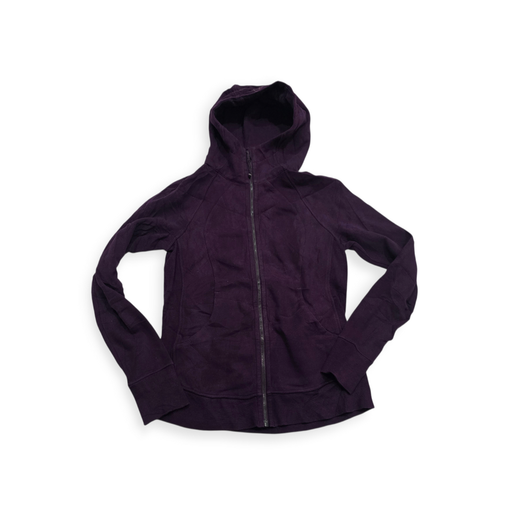 Sudadera Lululemon Morada Cierre Y Capucha Afelpada Talla 8