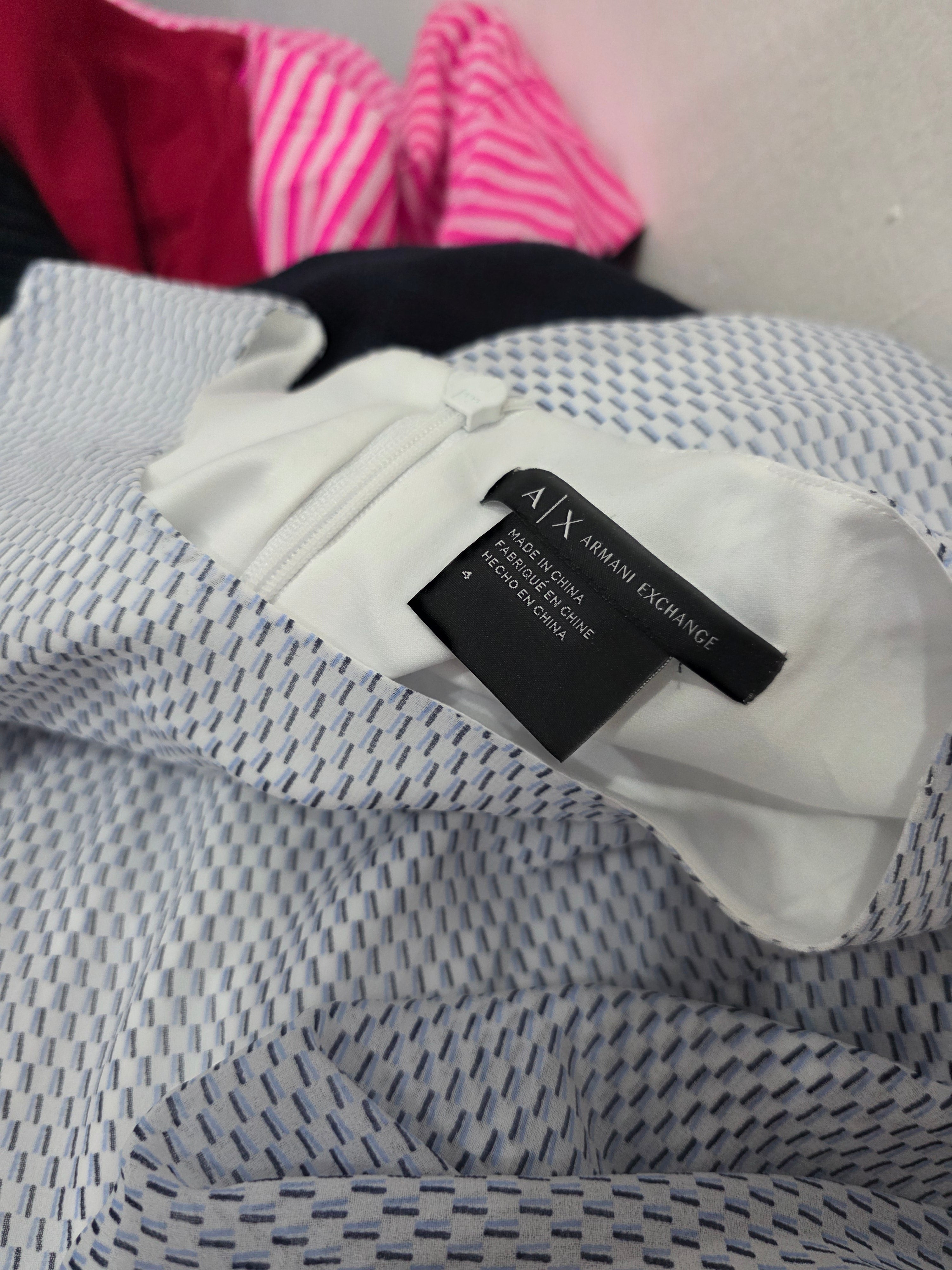 Vestido Armani Exchange De Mujer Sin Mangas Blanco Con Azul