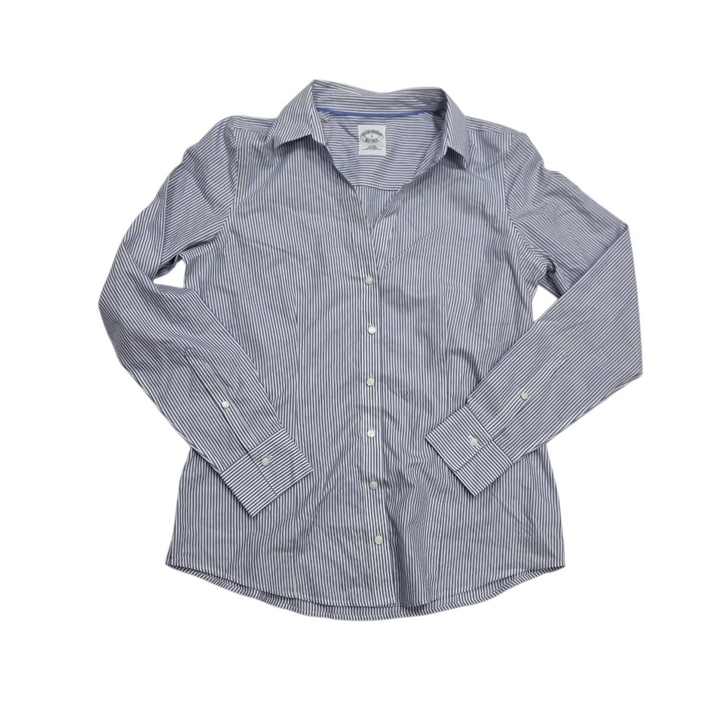 Camisa Brooks Brothers Azul Con Lineas Non Iron Talla 6
