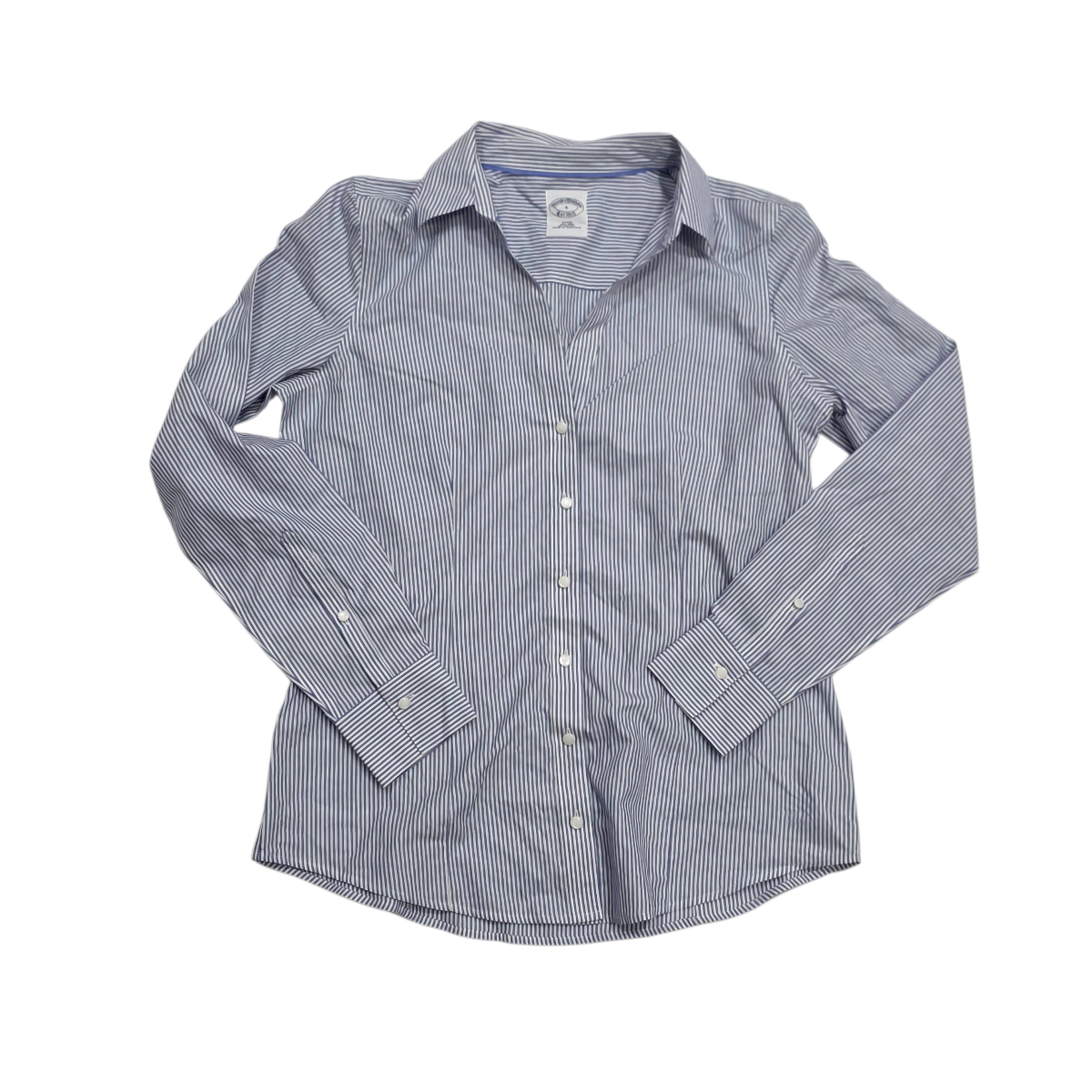 Camisa Brooks Brothers Azul Con Lineas Non Iron Talla 6