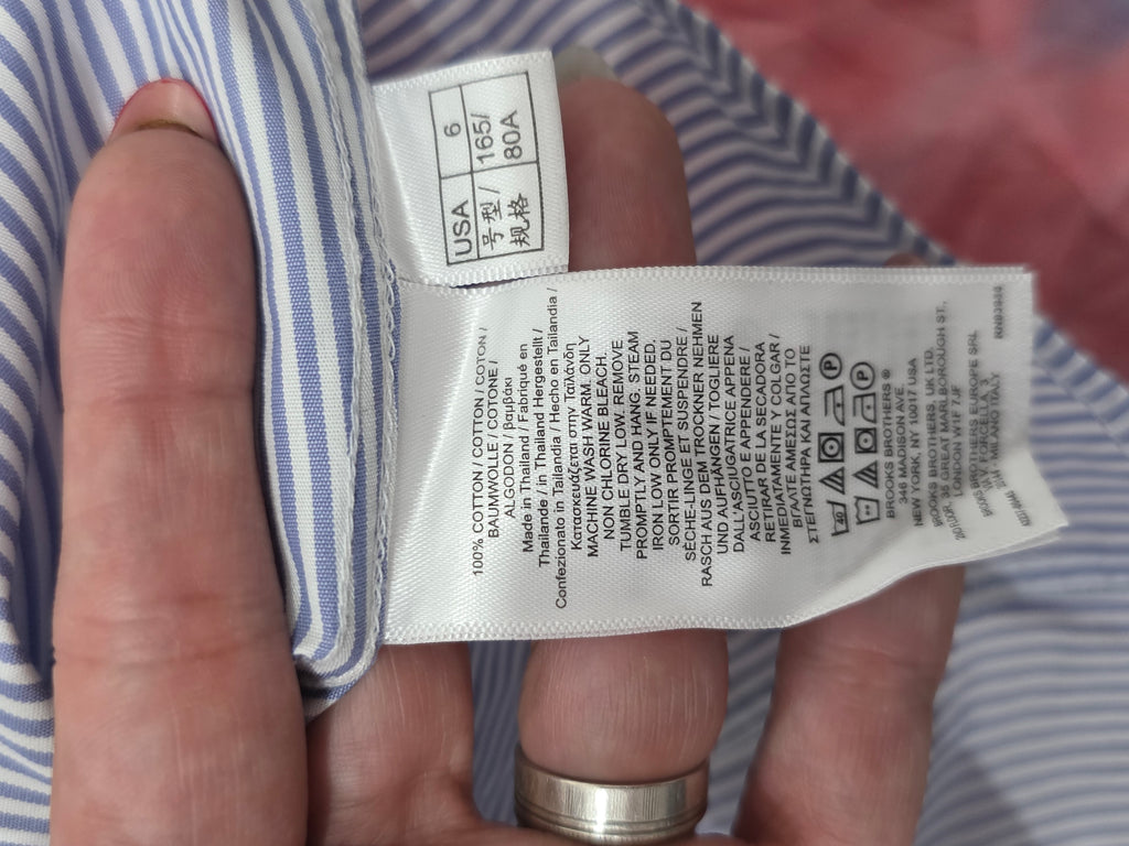 Camisa Brooks Brothers Azul Con Lineas Non Iron Talla 6