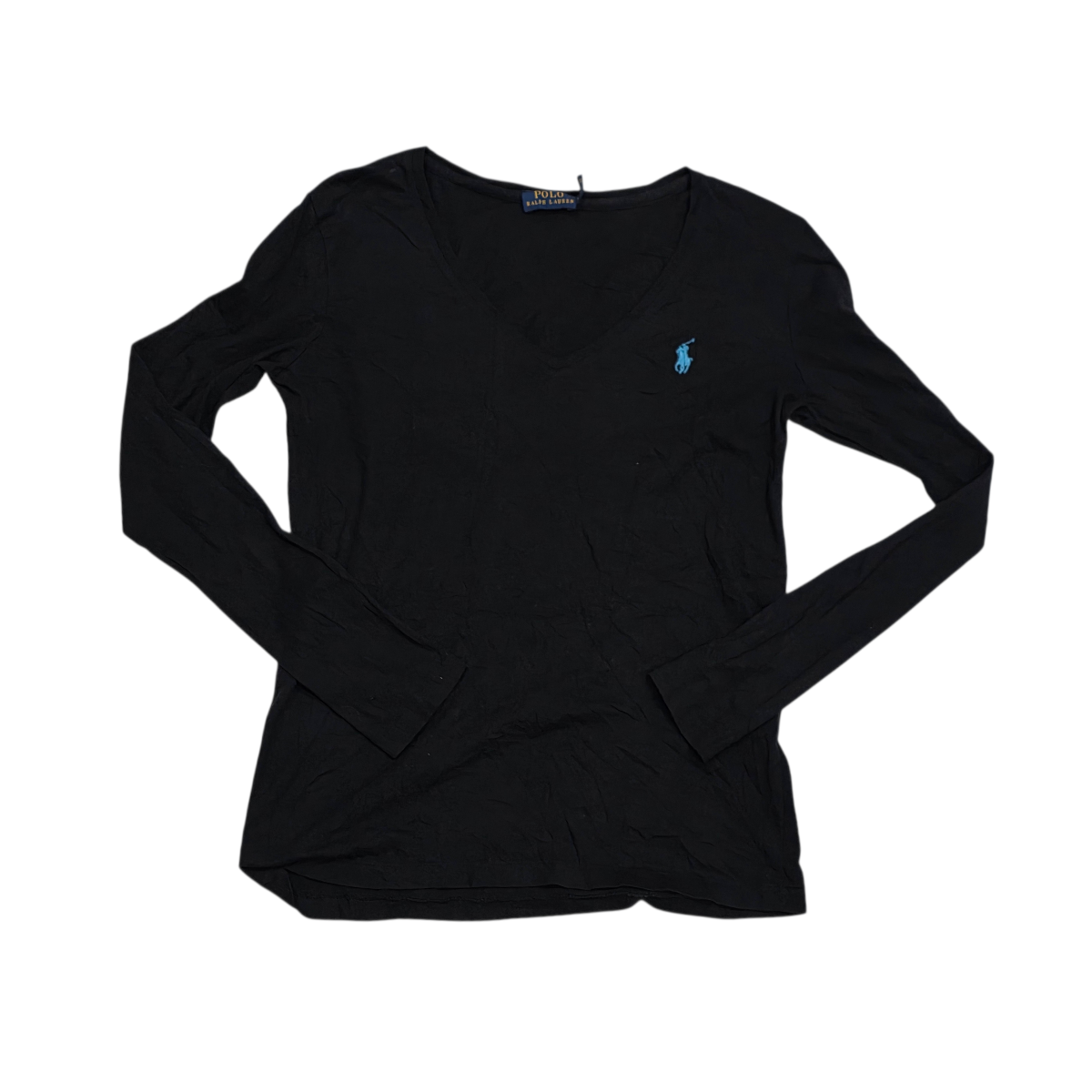 Playera Polo Ralph Lauren S/p Negra Manga Larga Pony Azul
