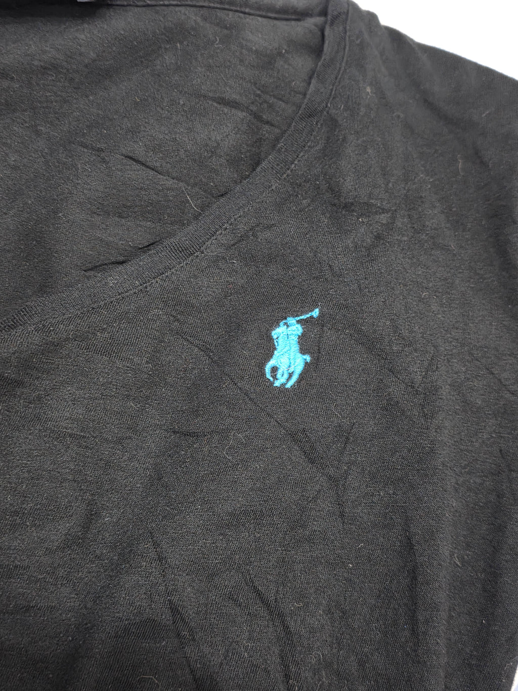 Playera Polo Ralph Lauren S/p Negra Manga Larga Pony Azul