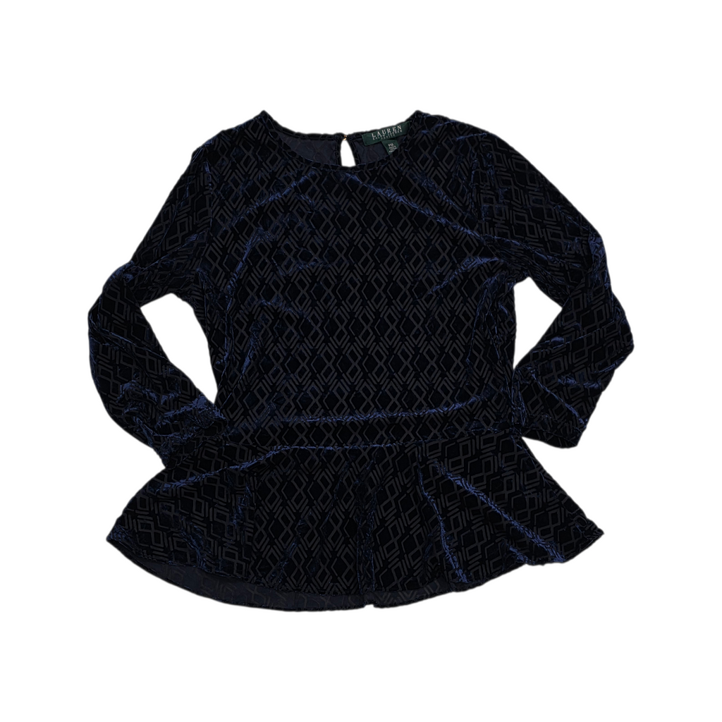 Blusa Ralph Lauren De Mujer De Terciopelo Manga Larga Azul