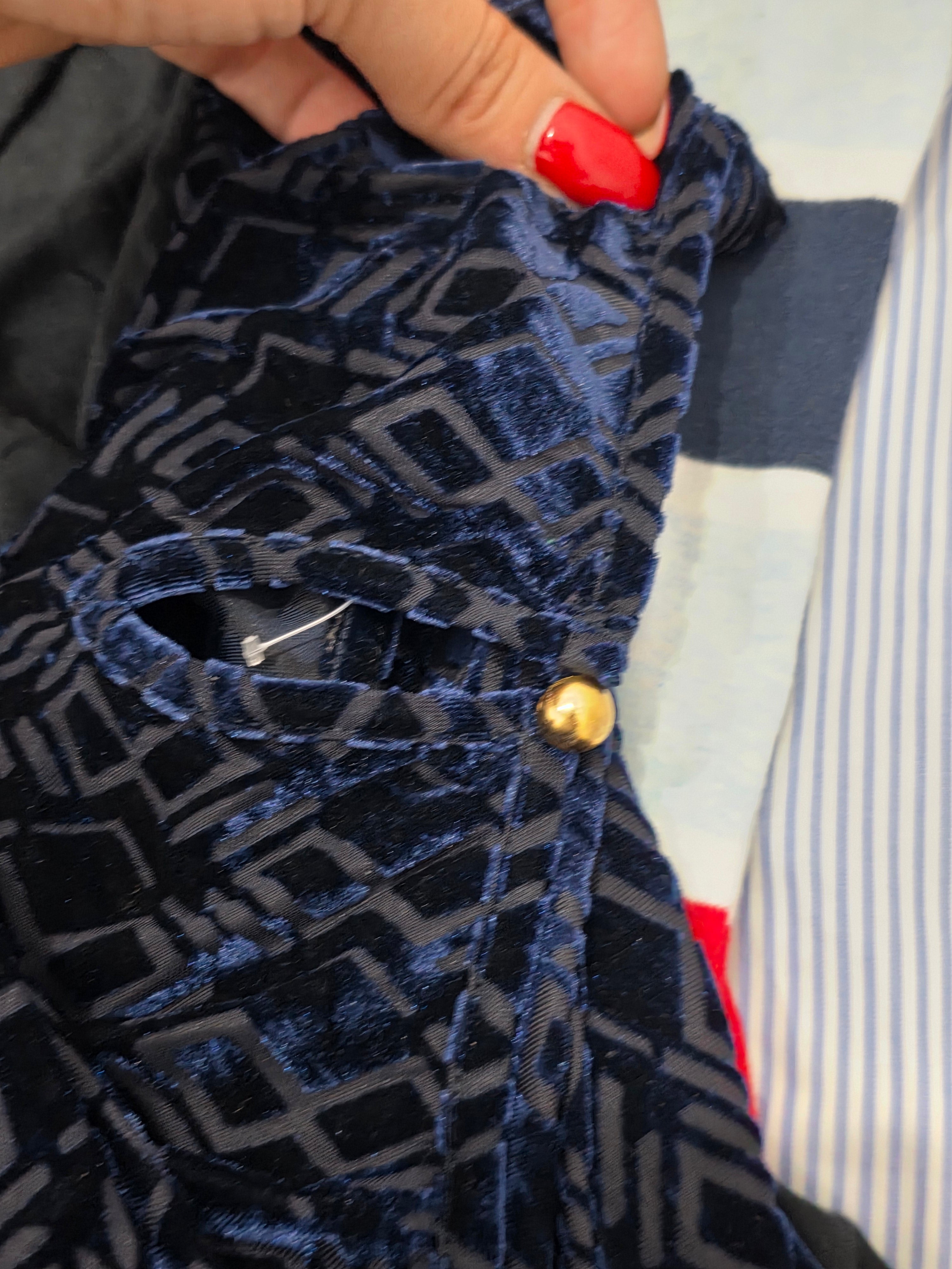 Blusa Ralph Lauren De Mujer De Terciopelo Manga Larga Azul