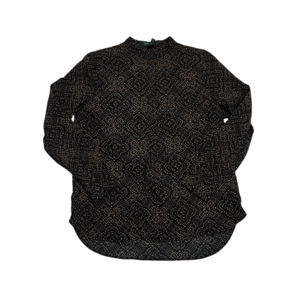 Camisa Ralph Lauren P/l Cuello Mao Cafe Con Negro