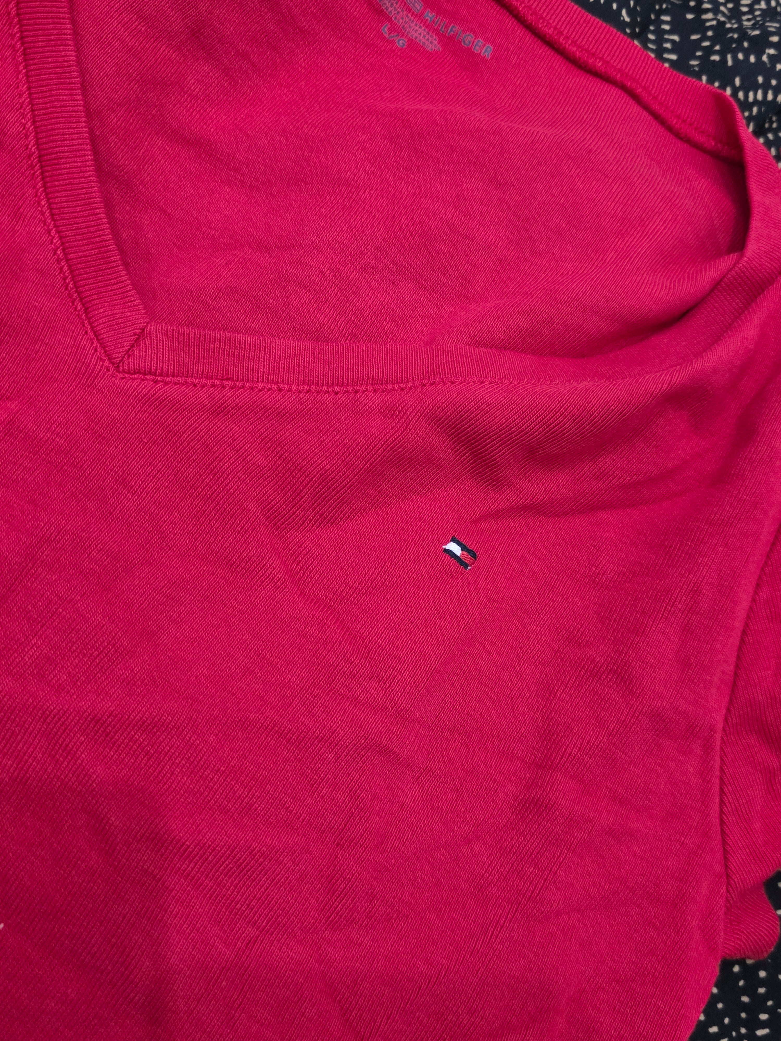 Playera Tommy Hilfiger Grande L Manga Corta Color Rojo