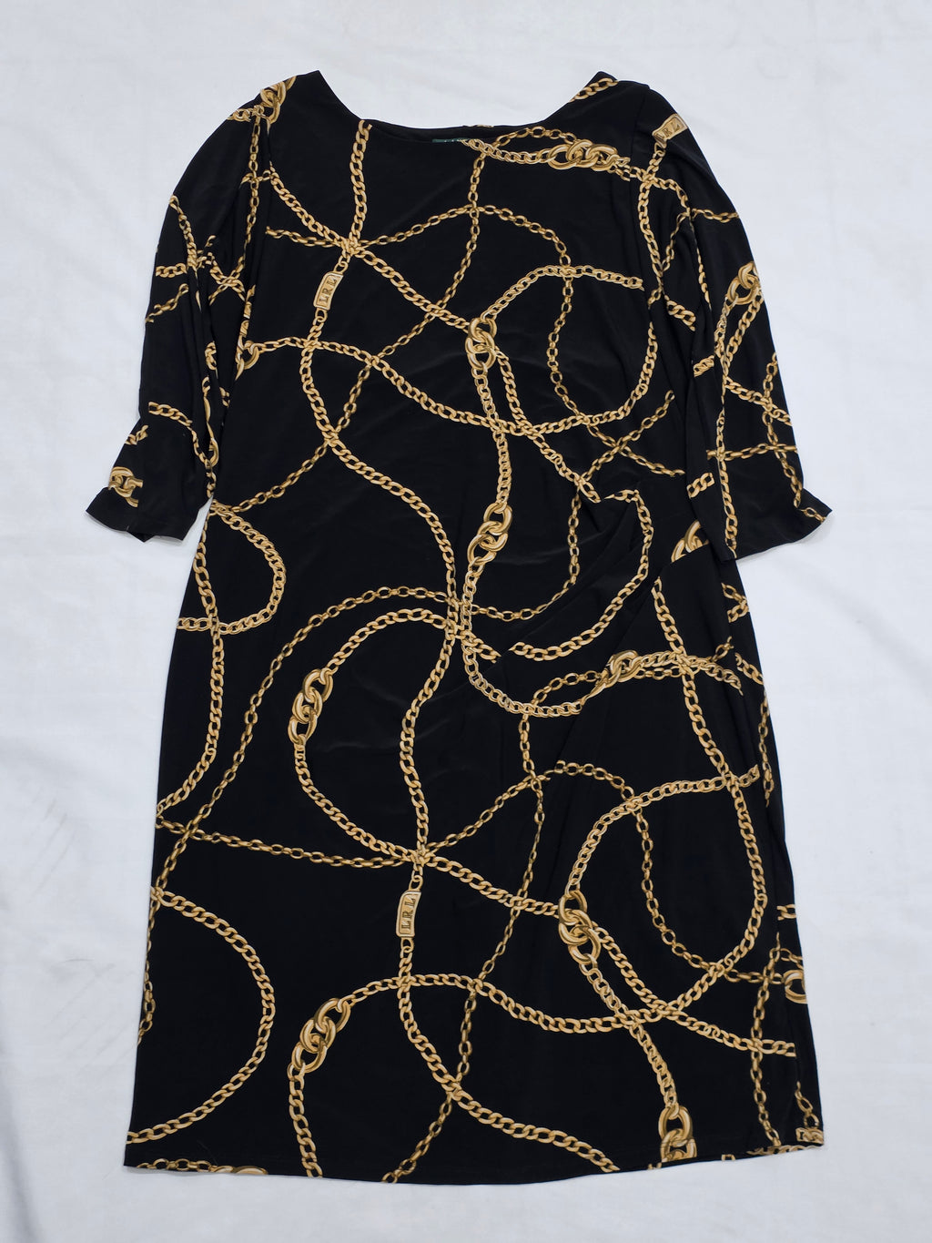 Vestido Ralph Lauren Negro Con Cadena Talla 18