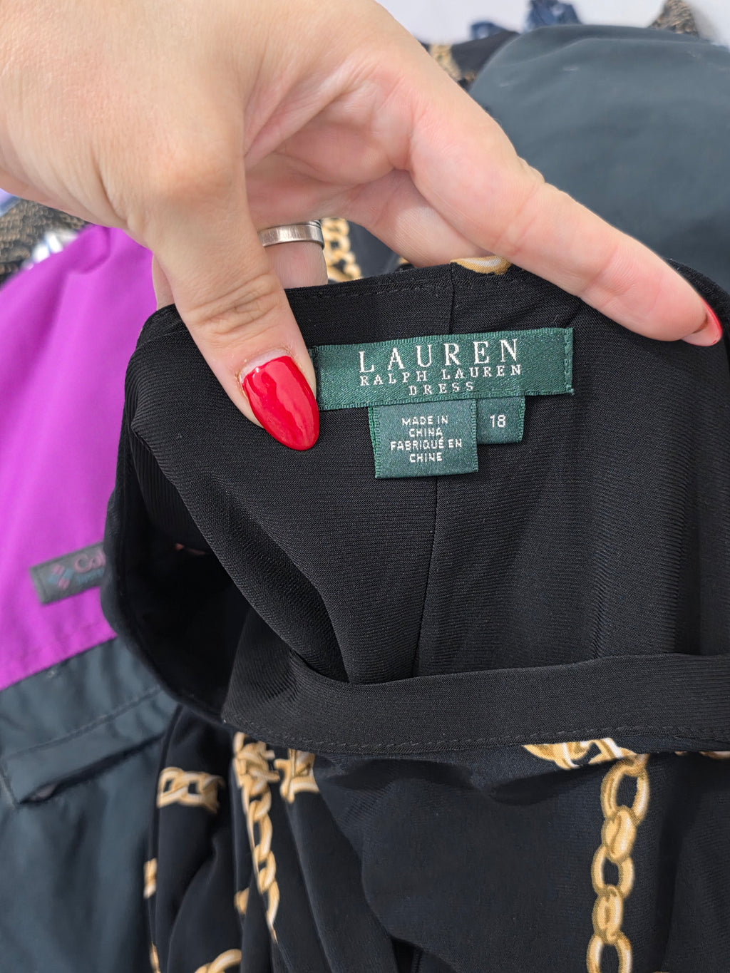 Vestido Ralph Lauren Negro Con Cadena Talla 18
