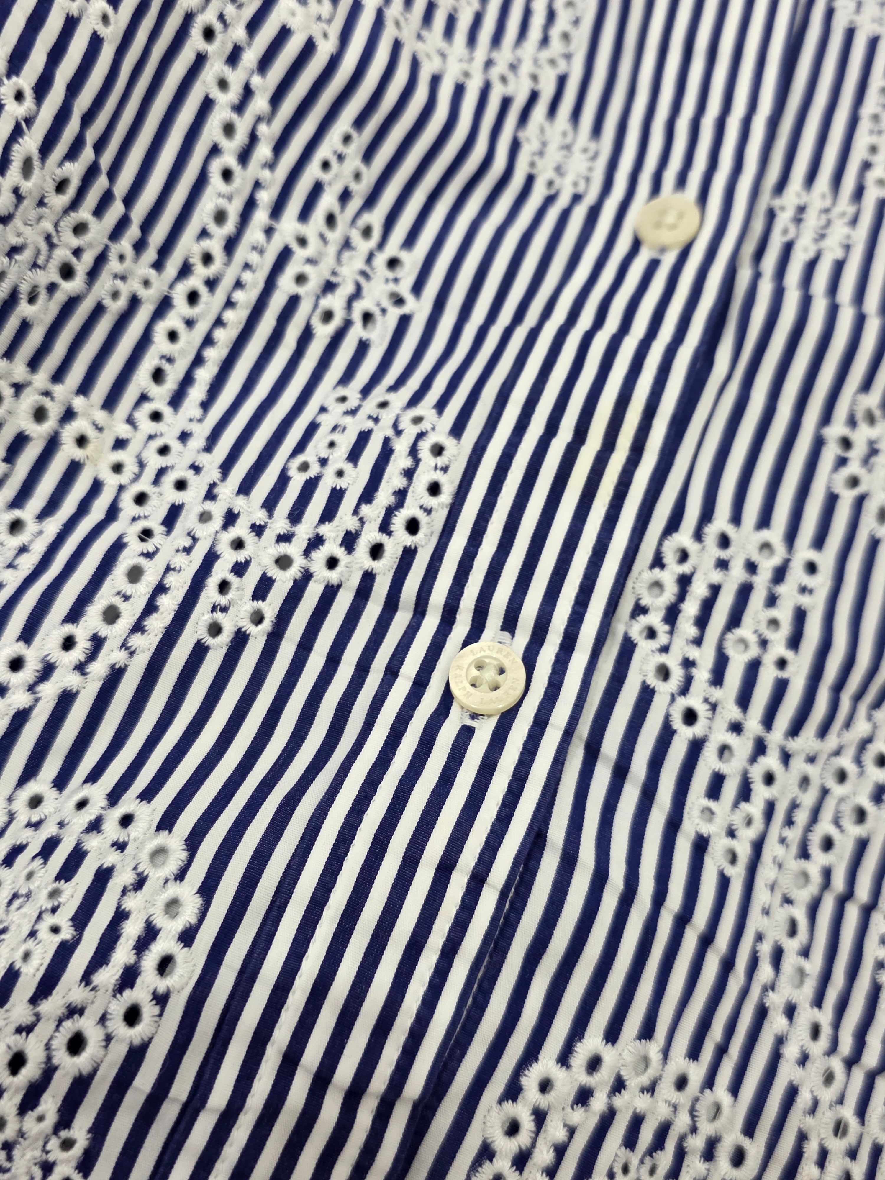 Camisa Ralph Lauren Xgrande Rayada Azul Detalles Blancos