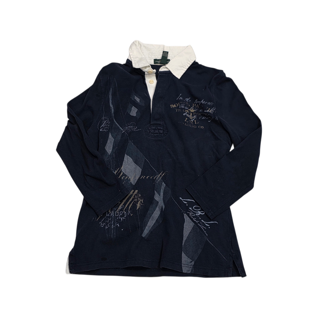 Playera Ralph Lauren Chico S Azul Marino Con Cuello