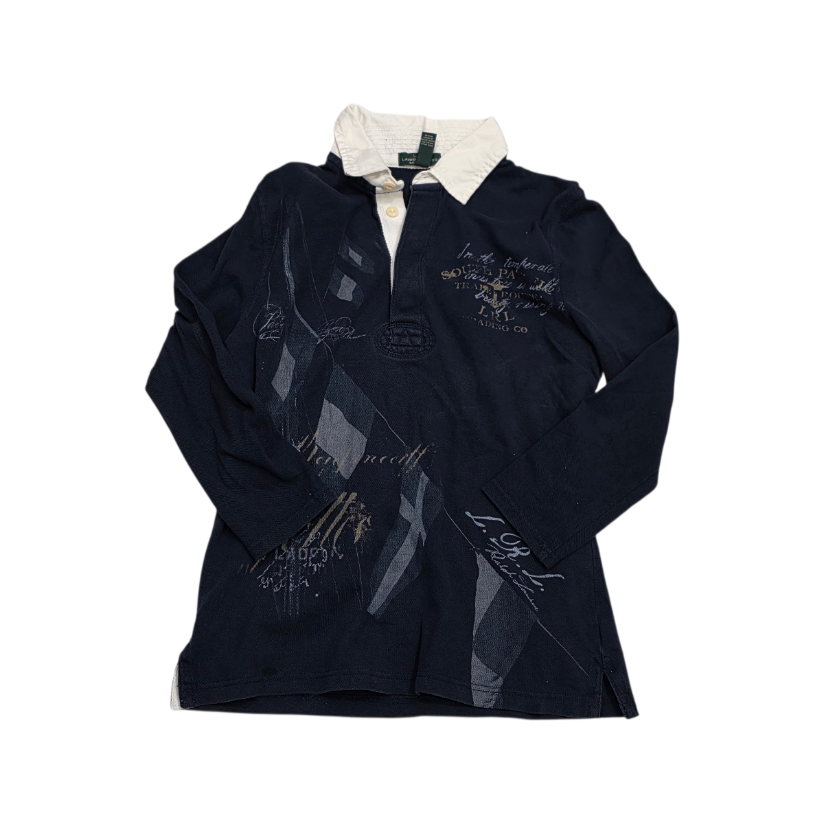 Playera Ralph Lauren Chico S Azul Marino Con Cuello