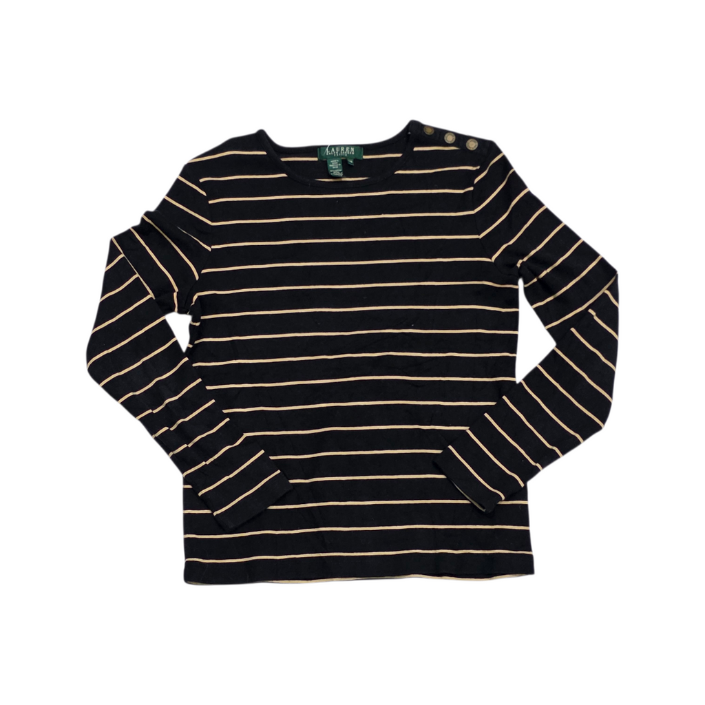 Playera Ralph Lauren P/m Negra Con Dorado Manga Larga