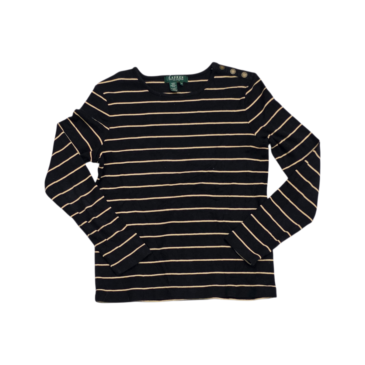 Playera Ralph Lauren P/m Negra Con Dorado Manga Larga