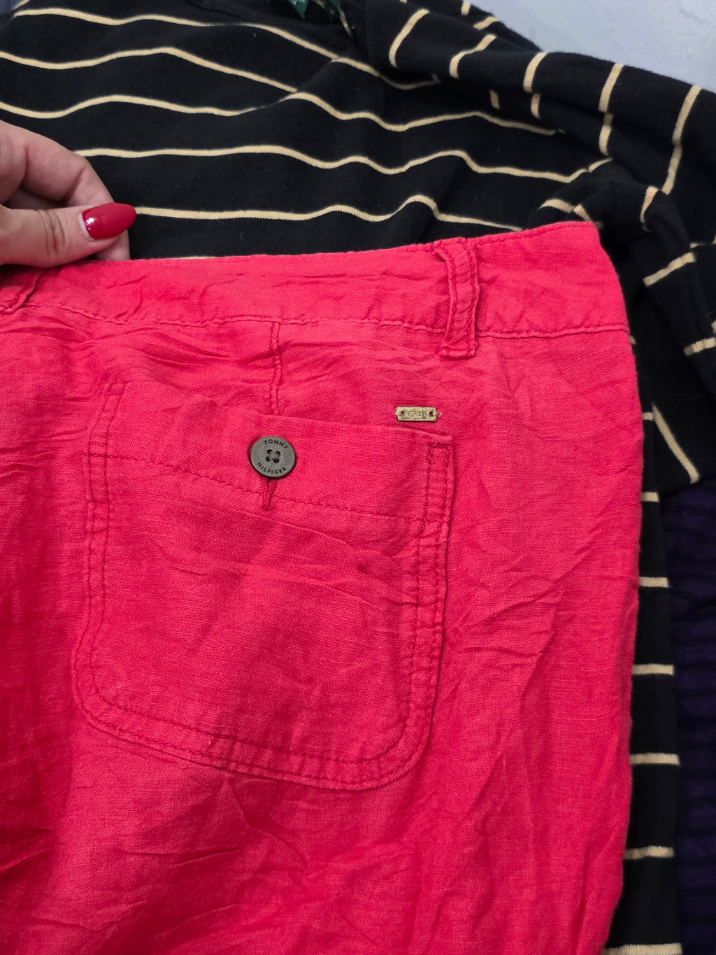 Pantalon Tommy Hilfiger De Lino Talla 8 Color Rosa
