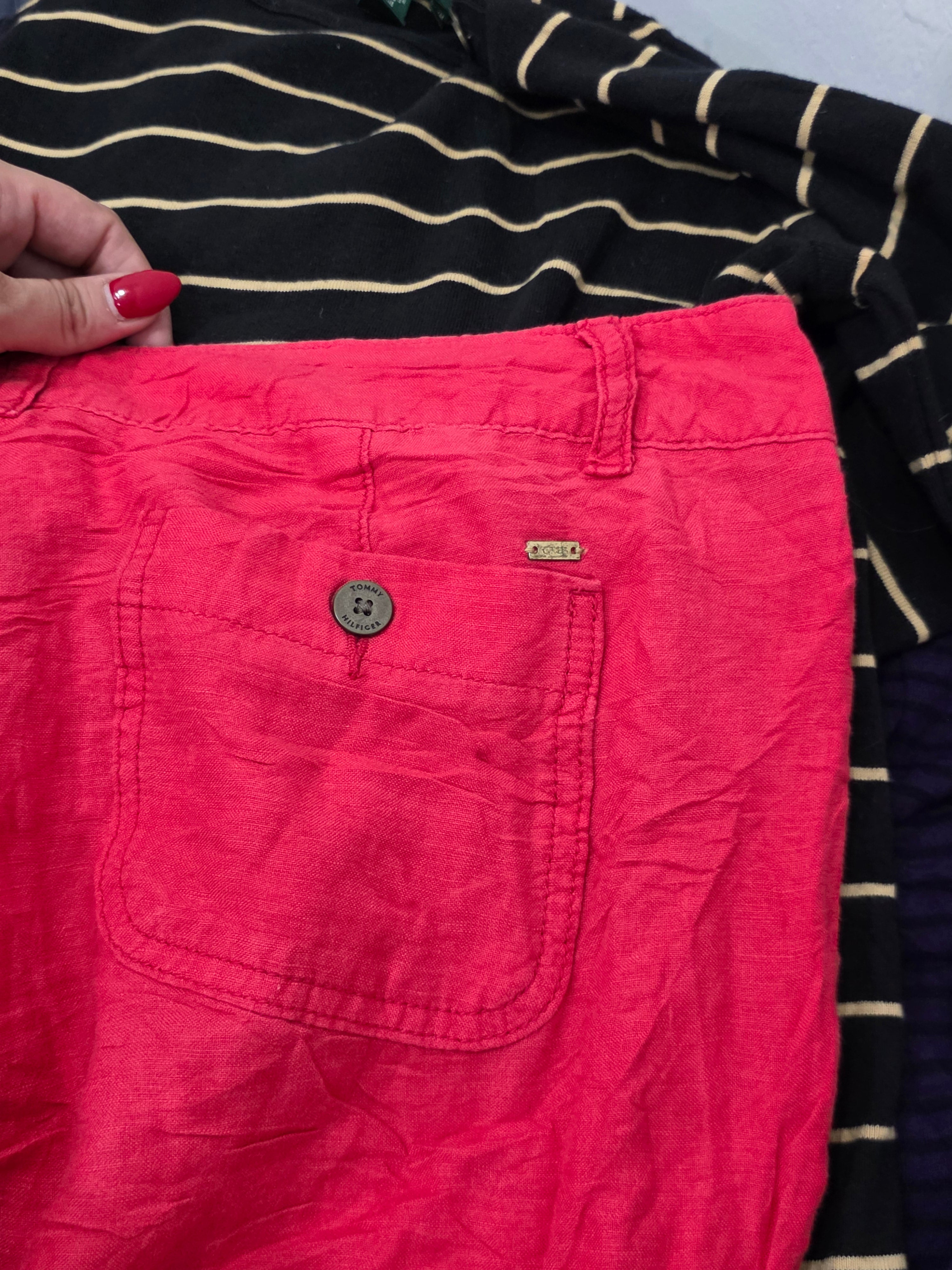 Pantalon Tommy Hilfiger De Lino Talla 8 Color Rosa