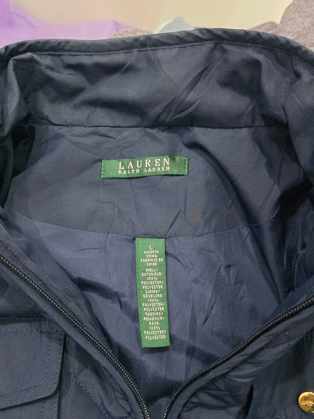 Chamarra Capitoneada Ralph Lauren Mujer L Azul Marino