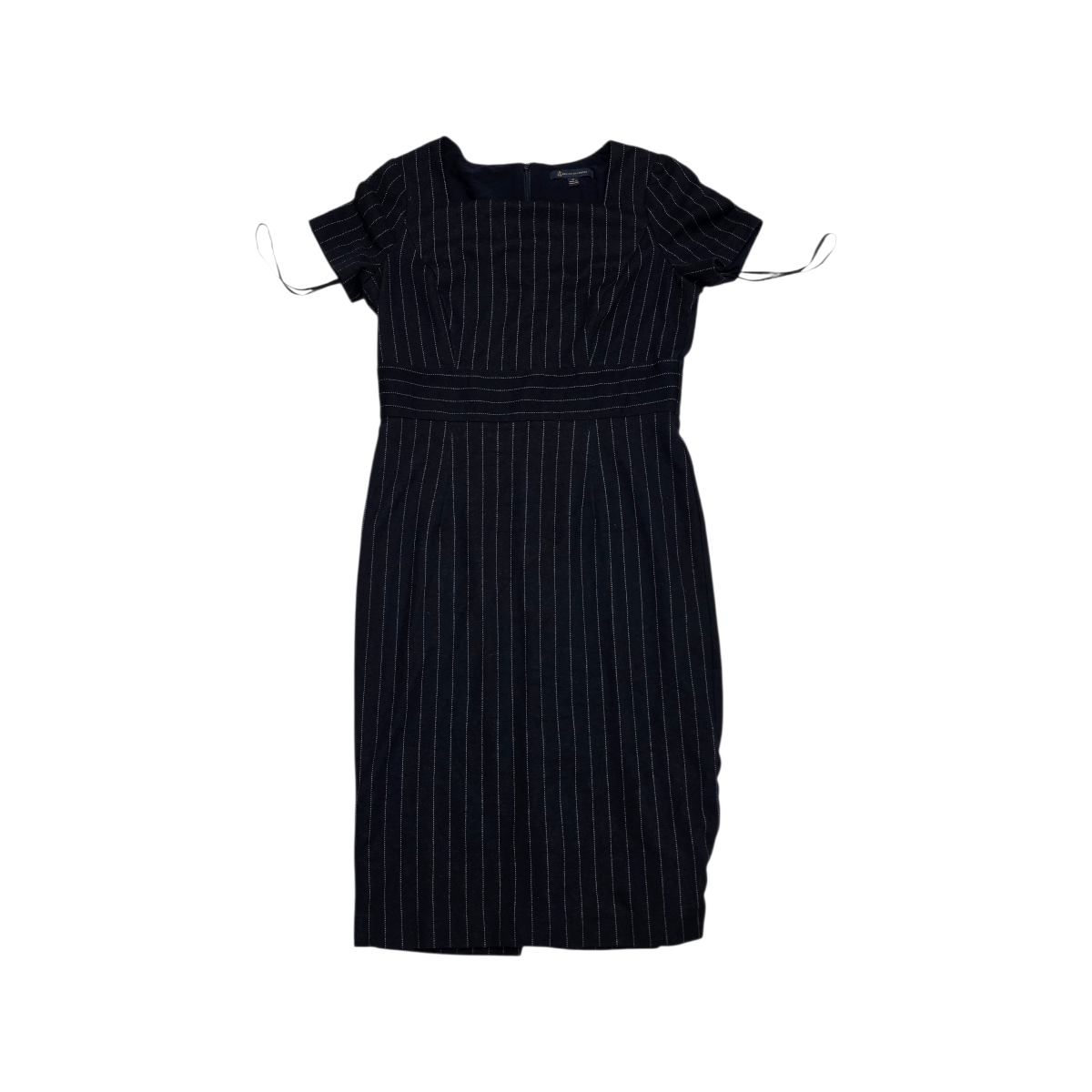Vestido Brooks Brothers Talla12 Azul Con Lineas Manga Corta