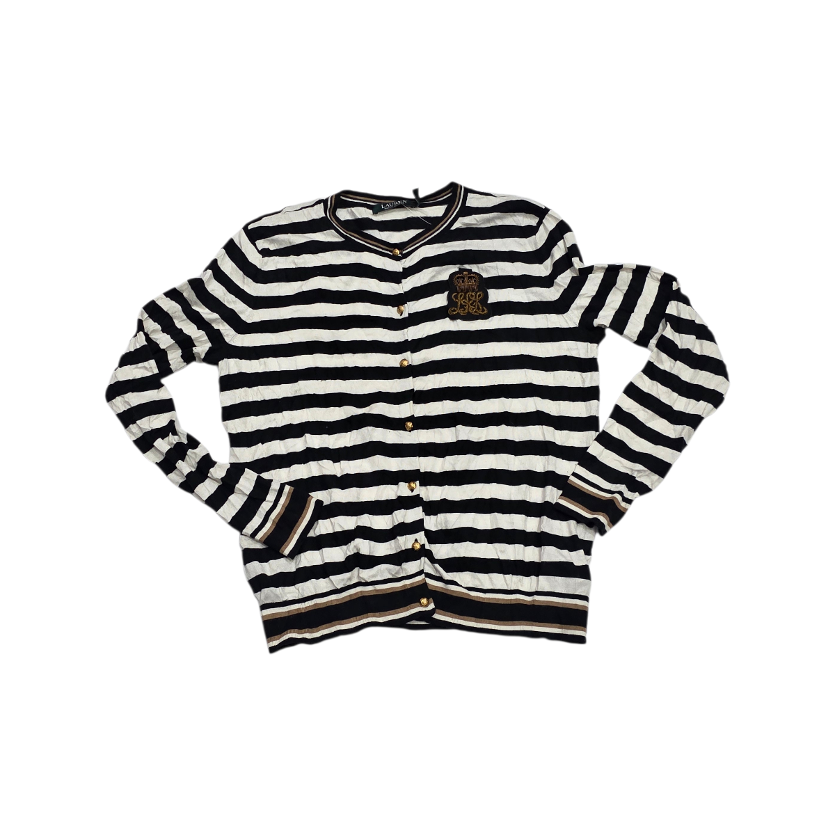 Sueter Ralph Lauren Xgrande Xl Blanco Rayado Con Botones