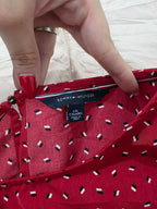 Blusa Tommy Hilfiger Xxl Roja Con Figuras Manga 3/4