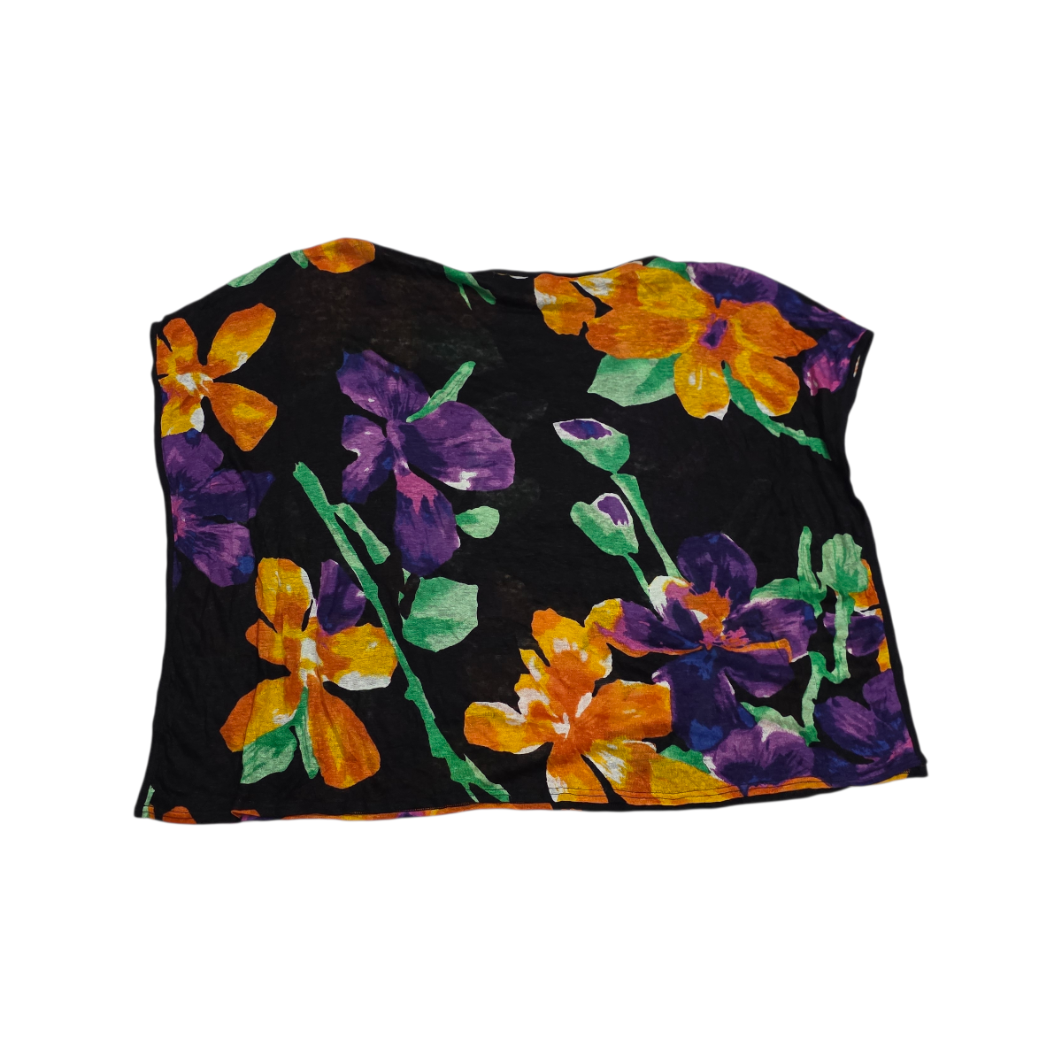 Blusa Ralph Lauren De Lino 2x Color Negro Floreada