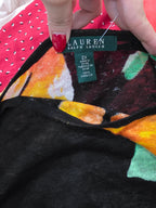 Blusa Ralph Lauren De Lino 2x Color Negro Floreada