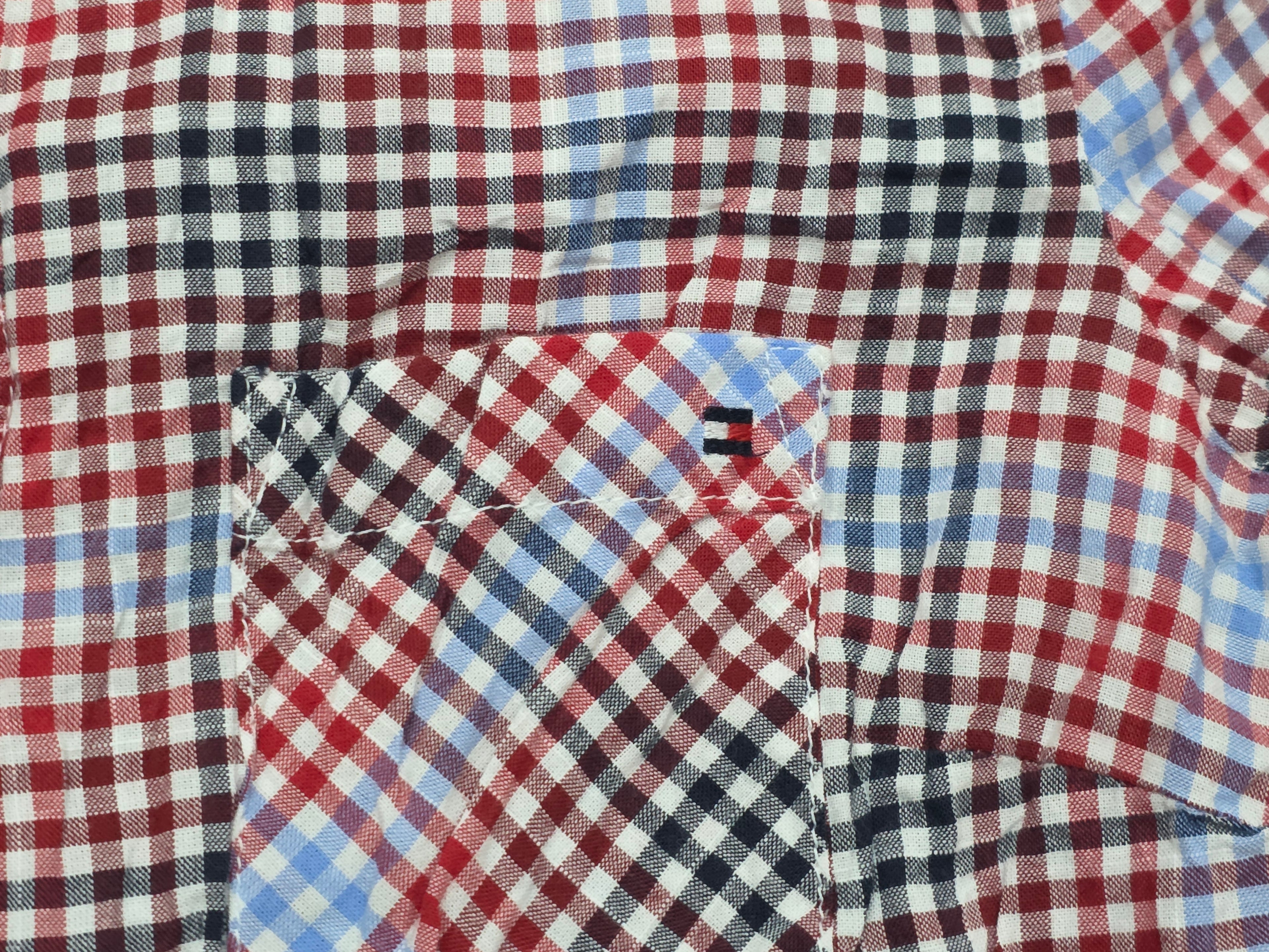 Camisa Tommy Hilfiger Xchico Xs Roja/azul Cuadros De Mujer