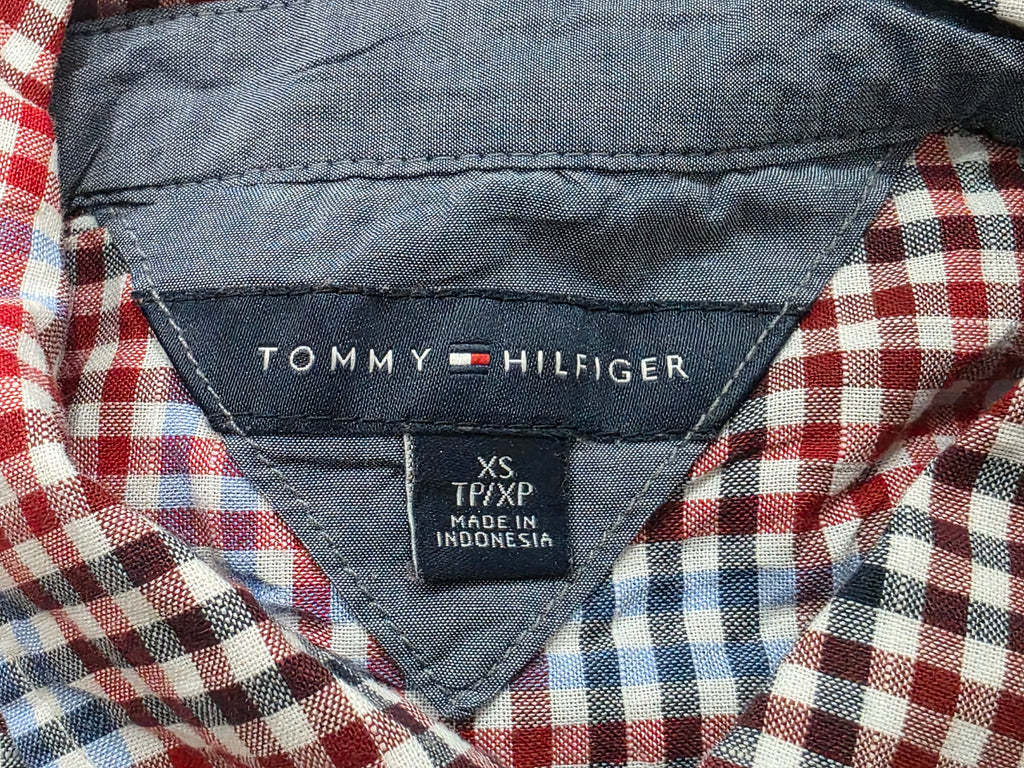 Camisa Tommy Hilfiger Xchico Xs Roja/azul Cuadros De Mujer