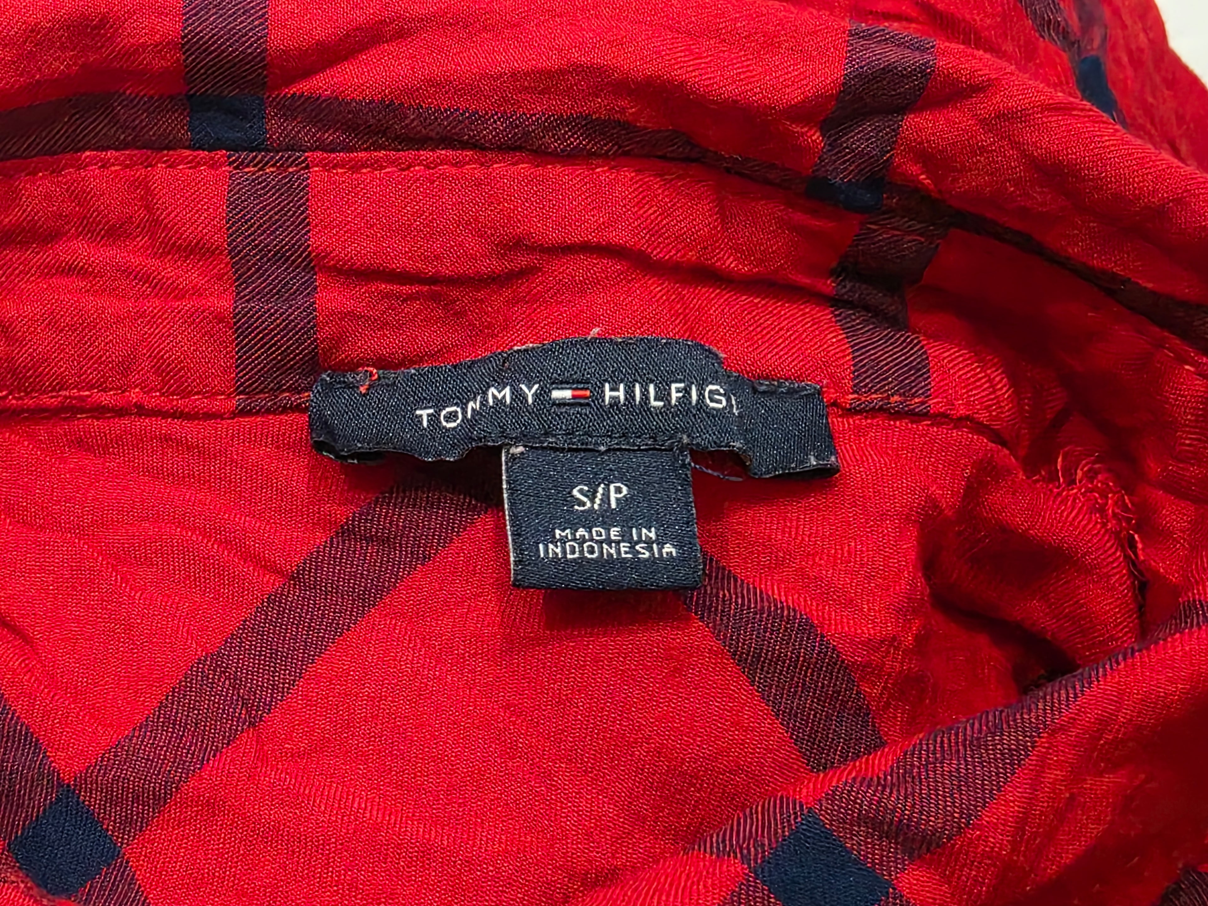 Camisa Tommy Hilfiger Chico S Rojo Cuadro Azul