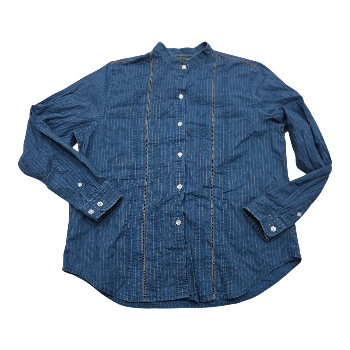 Camisa Ralph Lauren Azul Con Lineas Talla 10p