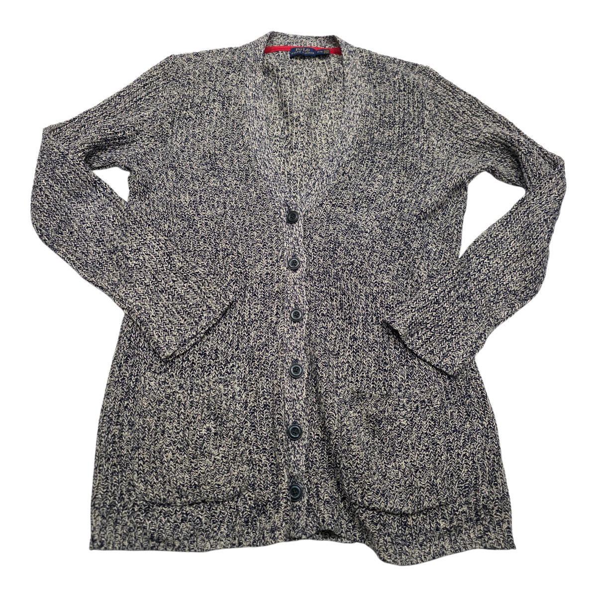 Sueter Ralph Lauren Mediana M Con Botones Gris Jaspeado