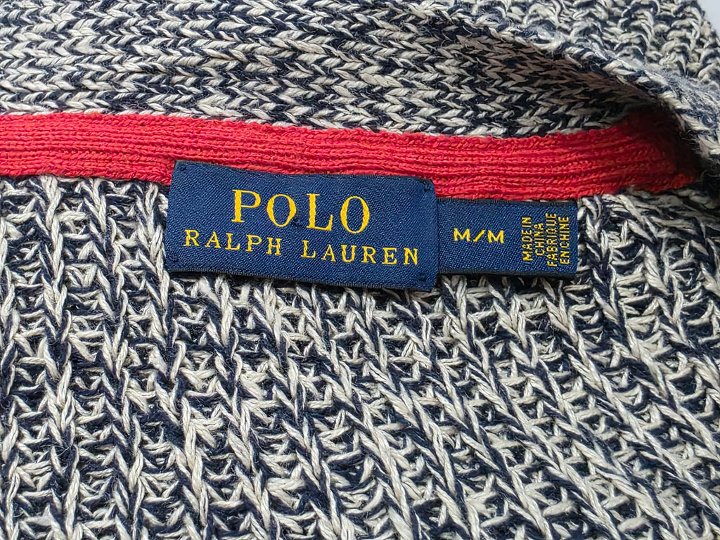 Sueter Ralph Lauren Mediana M Con Botones Gris Jaspeado