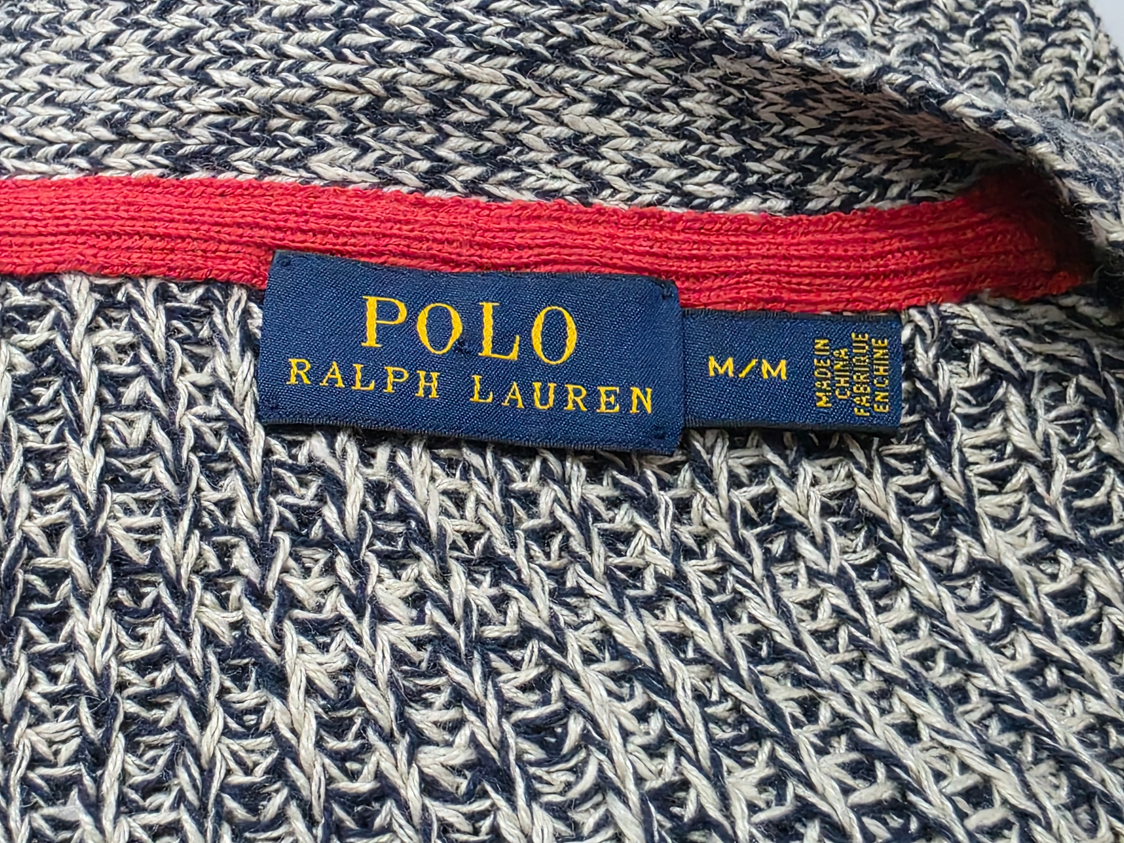 Sueter Ralph Lauren Mediana M Con Botones Gris Jaspeado