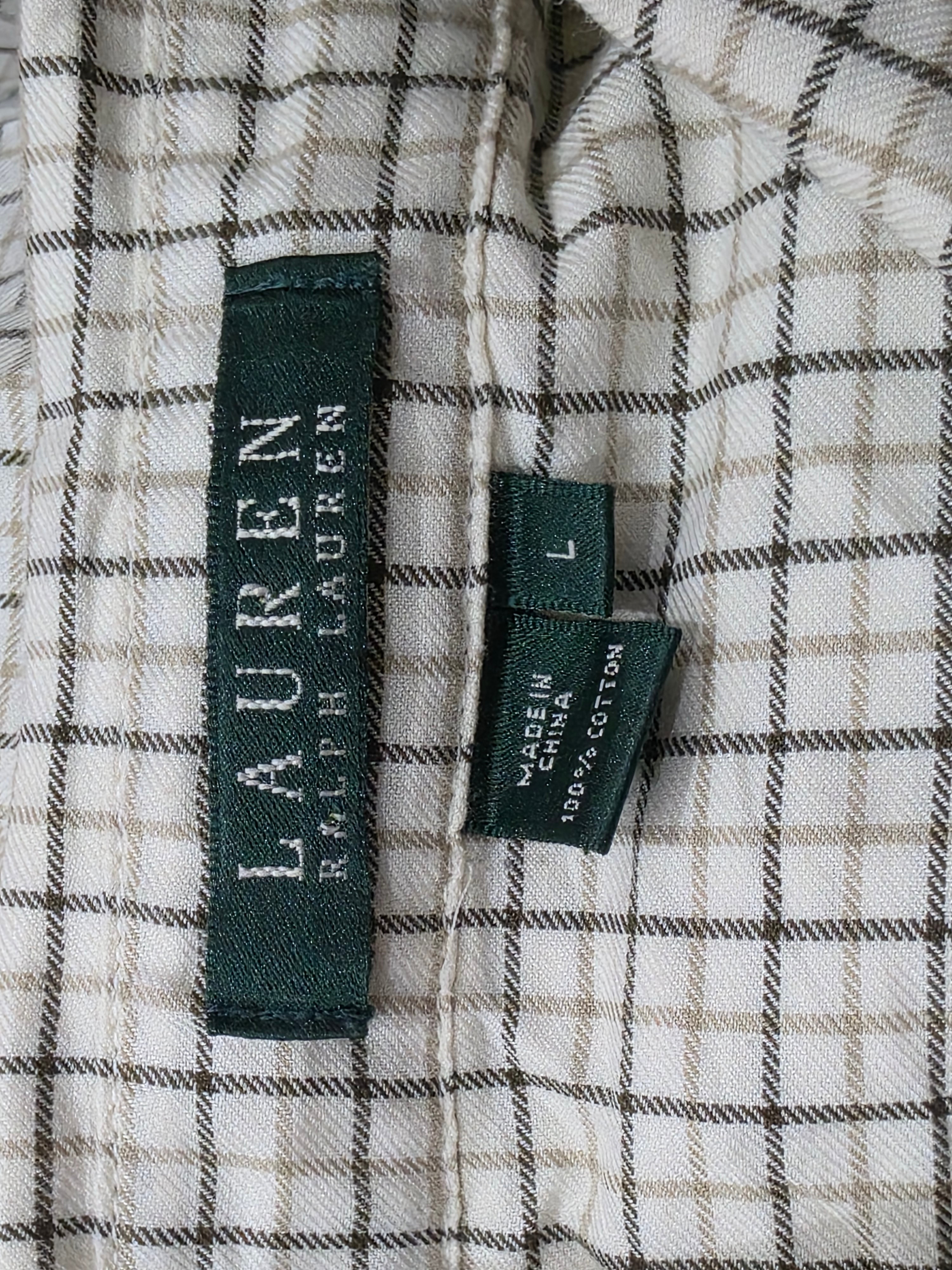 Camisa Ralph Lauren Grande L Beige Cuadros