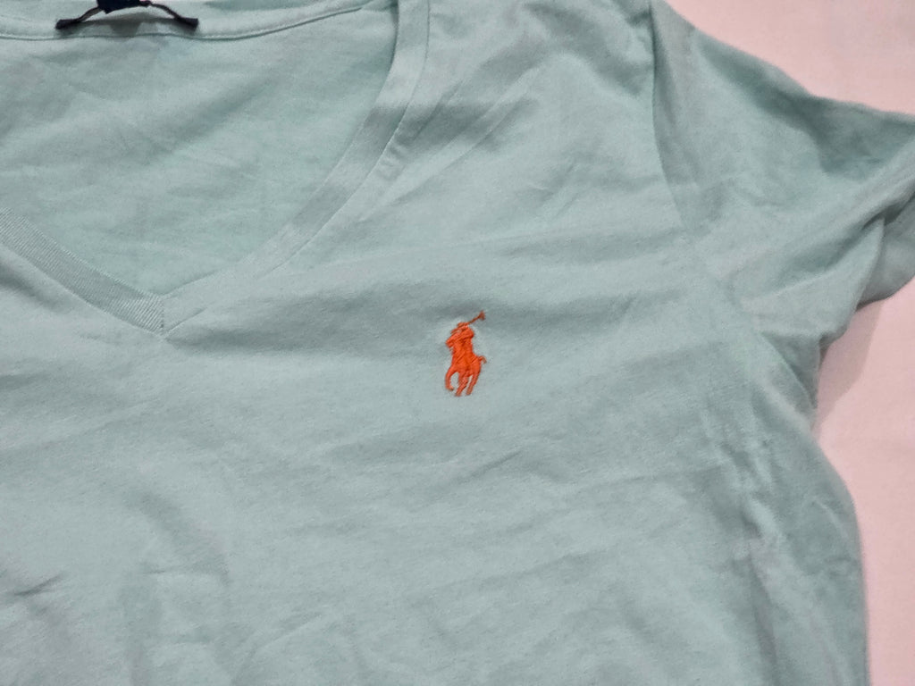 Playera Ralph Lauren Color Menta Pony Naranja