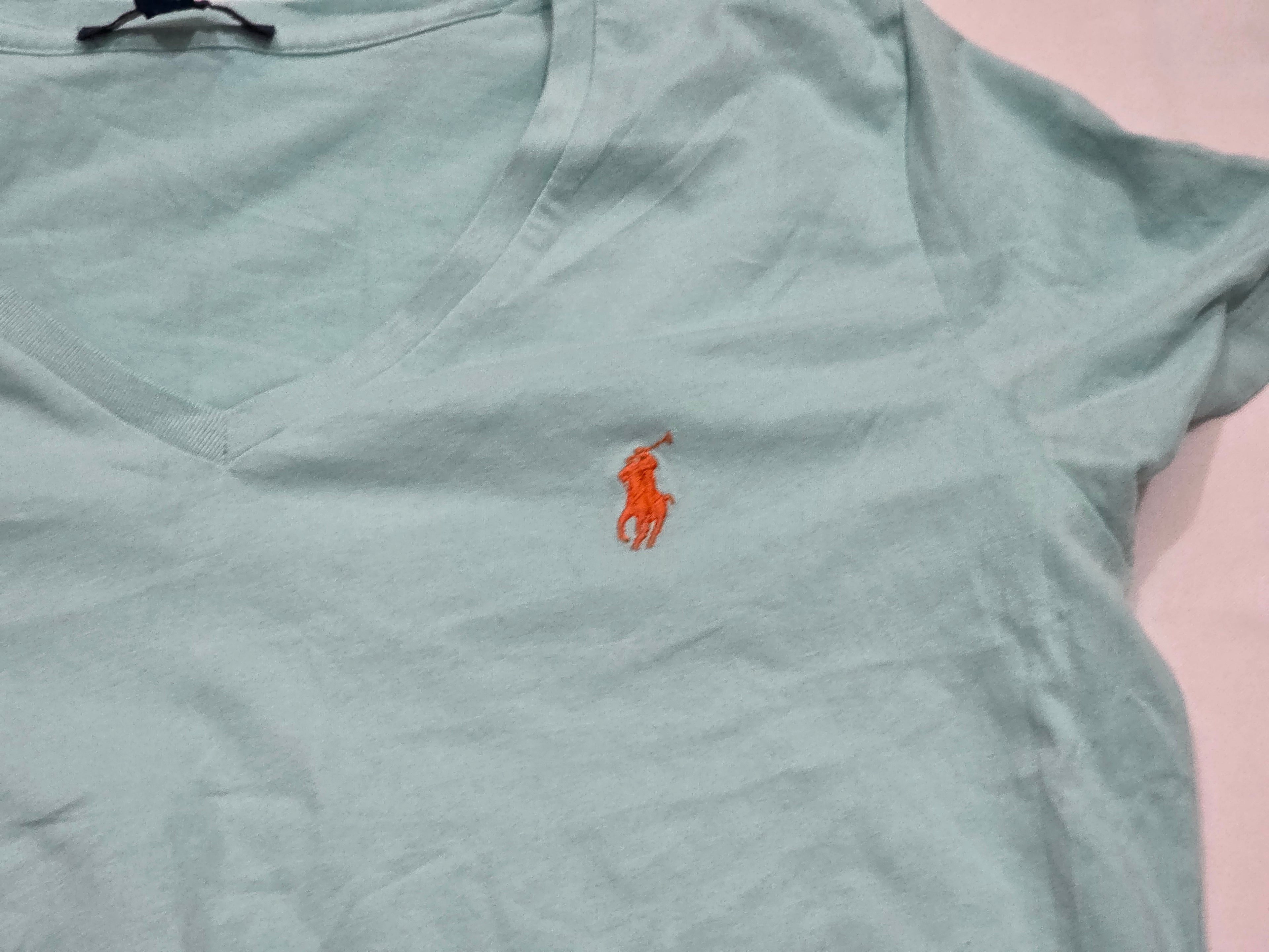 Playera Ralph Lauren Color Menta Pony Naranja