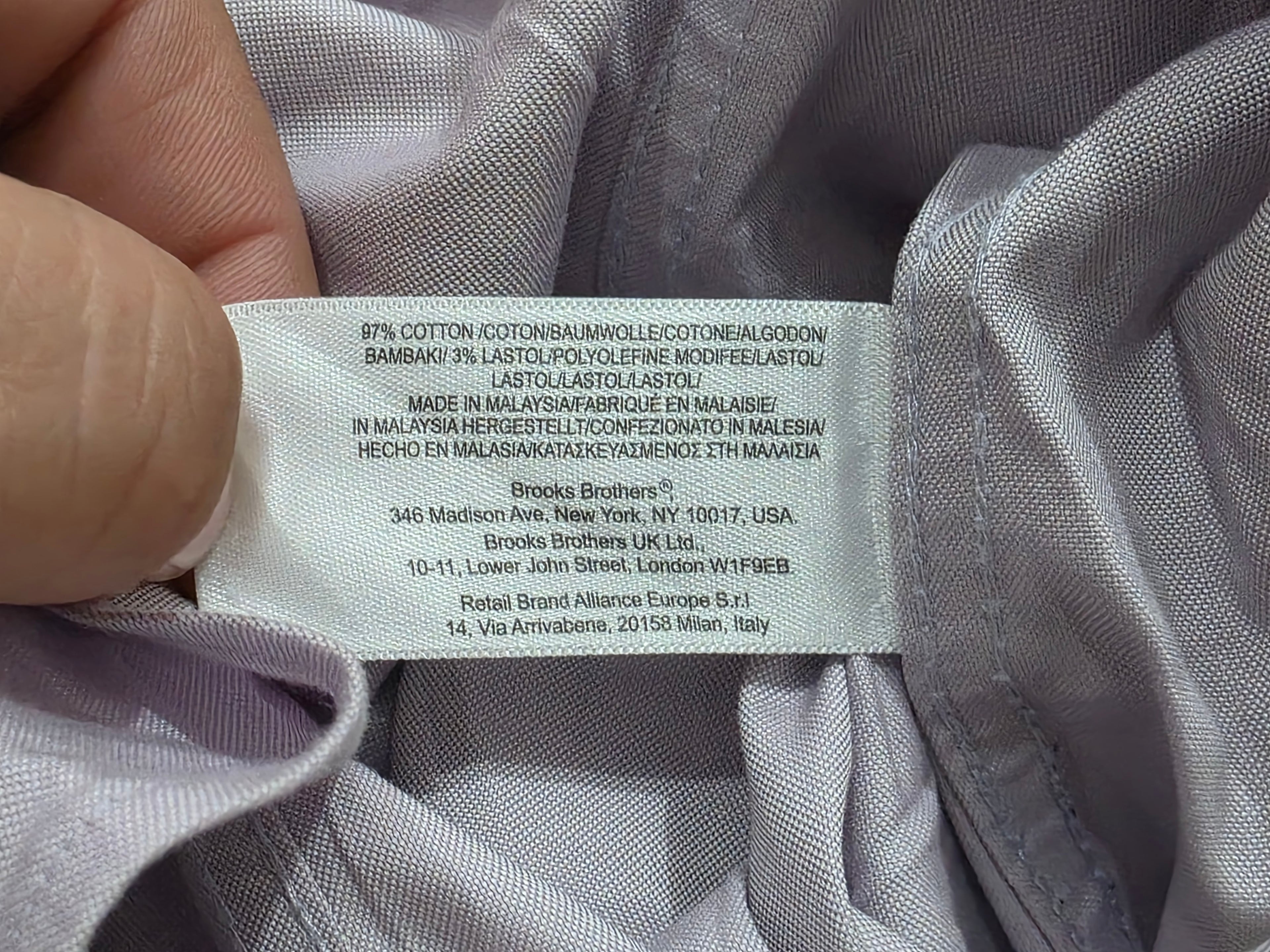 Camisa Brooks Brothers Talla 12 Morado Claro Non Iron