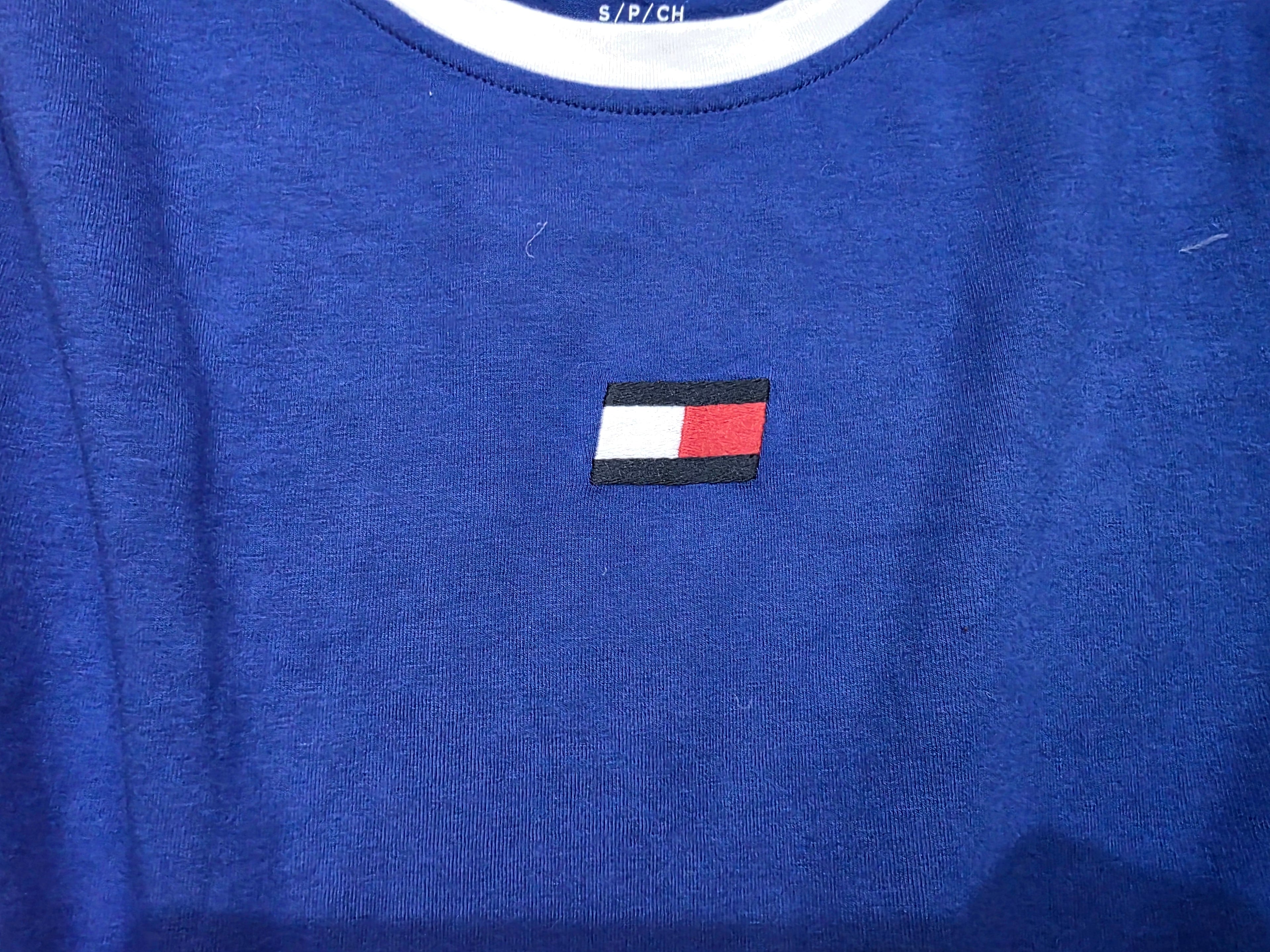 Playera Tommy Hilfiger Sport Chico S Azul Con Blanco