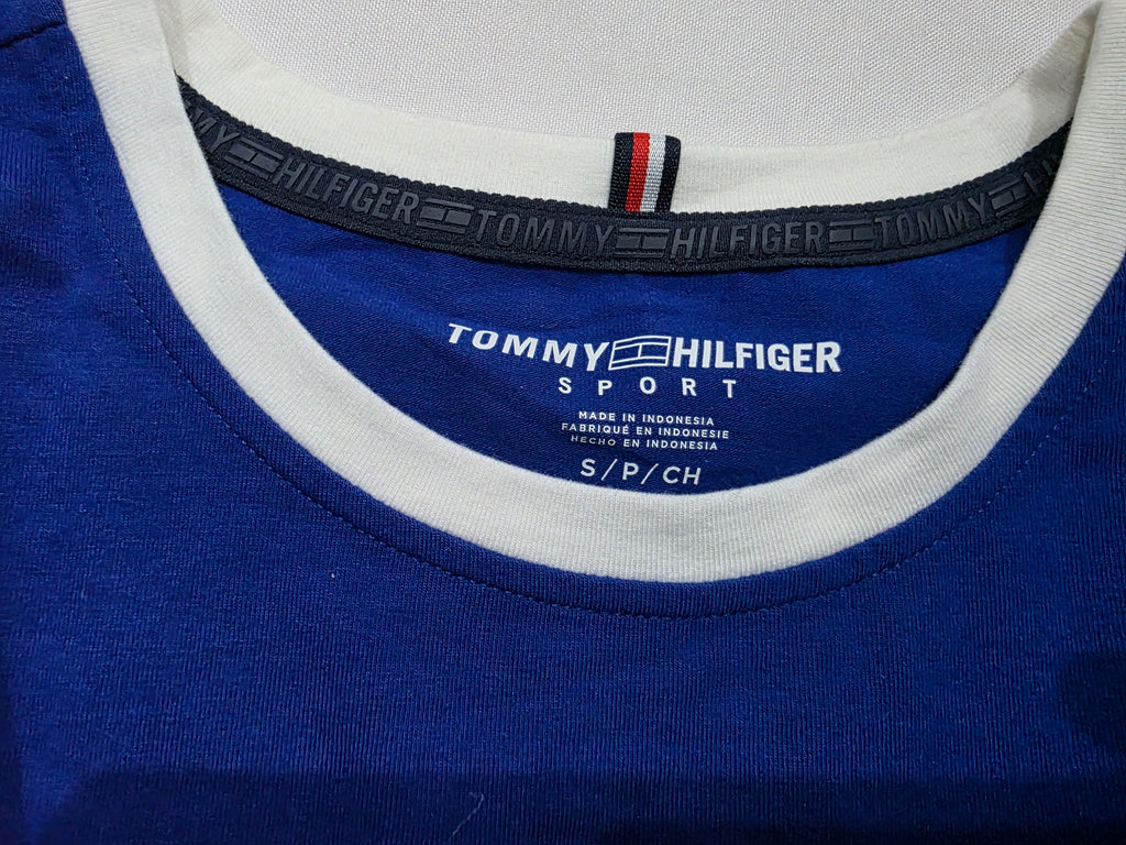 Playera Tommy Hilfiger Sport Chico S Azul Con Blanco