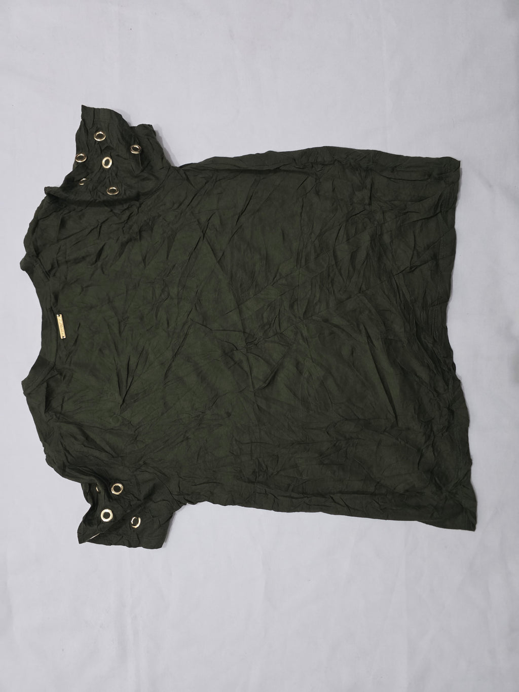 Playera Michael Kors Chico S Verde Aros Dorados Manga