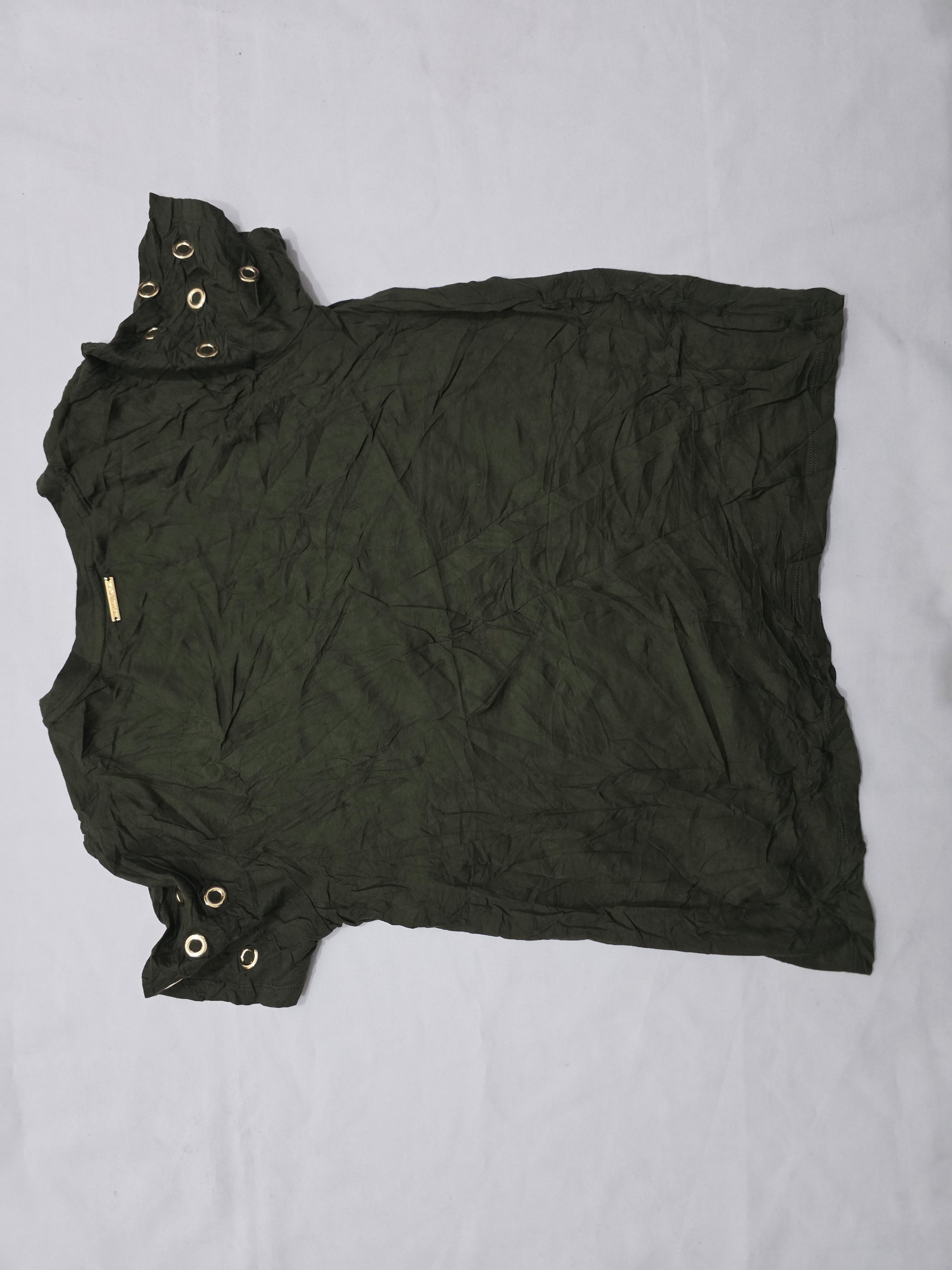 Playera Michael Kors Chico S Verde Aros Dorados Manga
