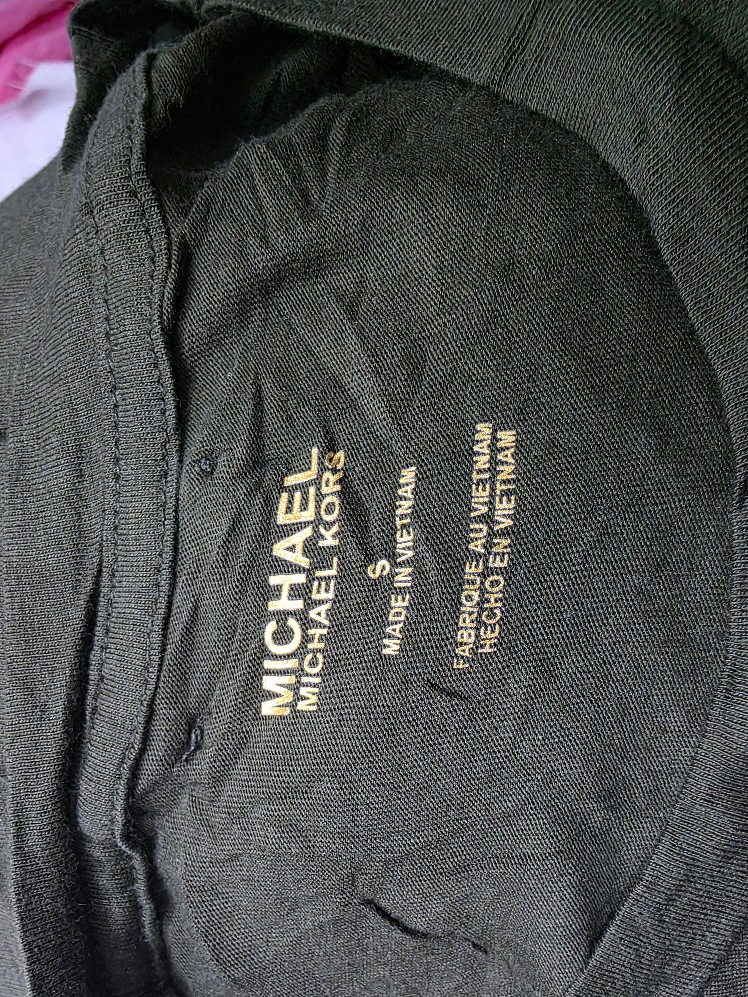 Playera Michael Kors Chico S Verde Aros Dorados Manga