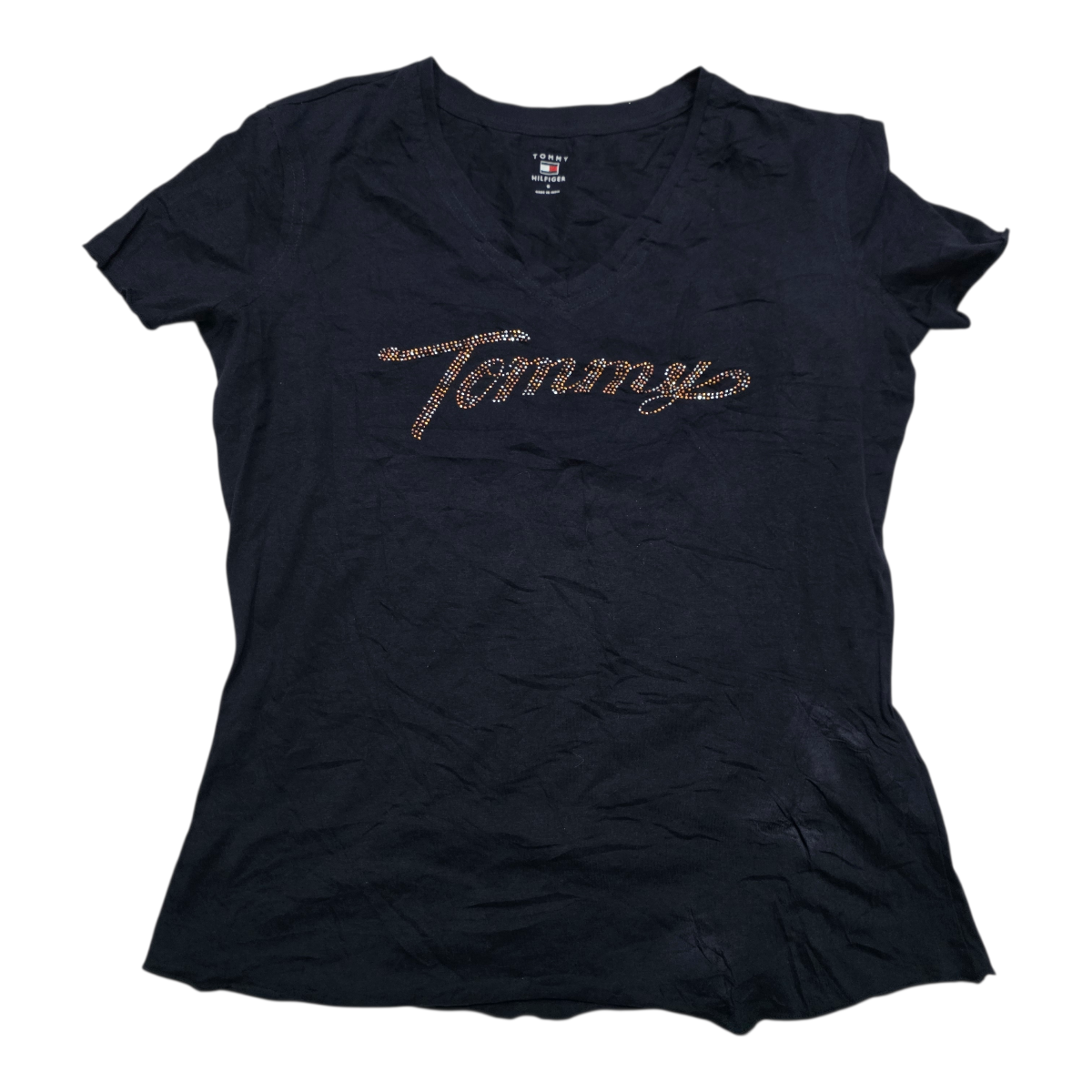 Playera Tommy Hilfiger Chico S Azul Marino Con Brillos